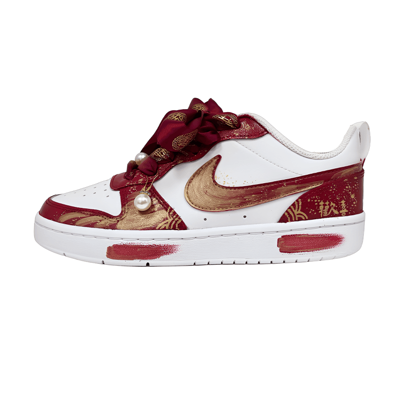 Nike Court Borough 2 GS 'Double Happiness' Wedding Sneakers Women's