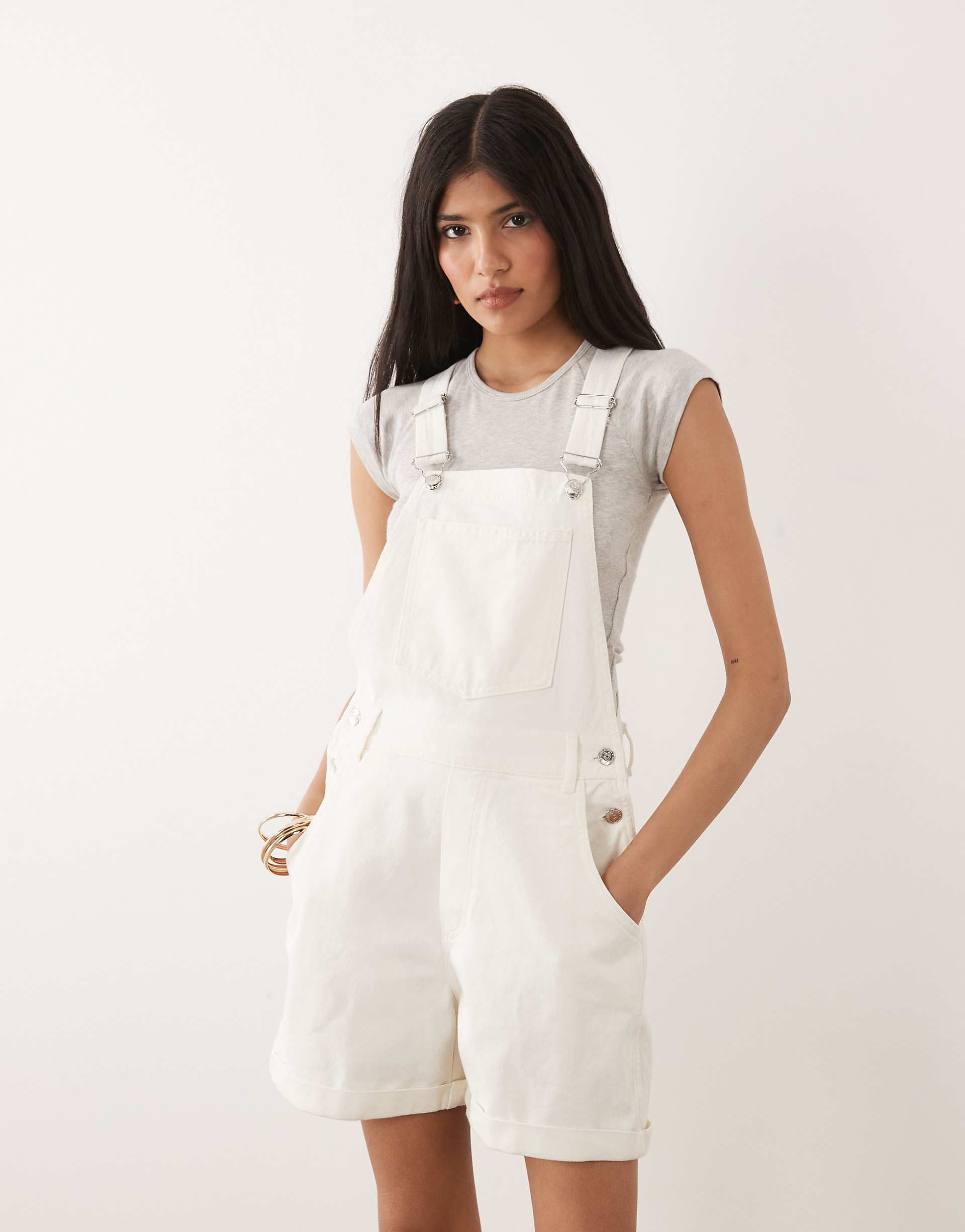 Miss Selfridge overall romper in ecru