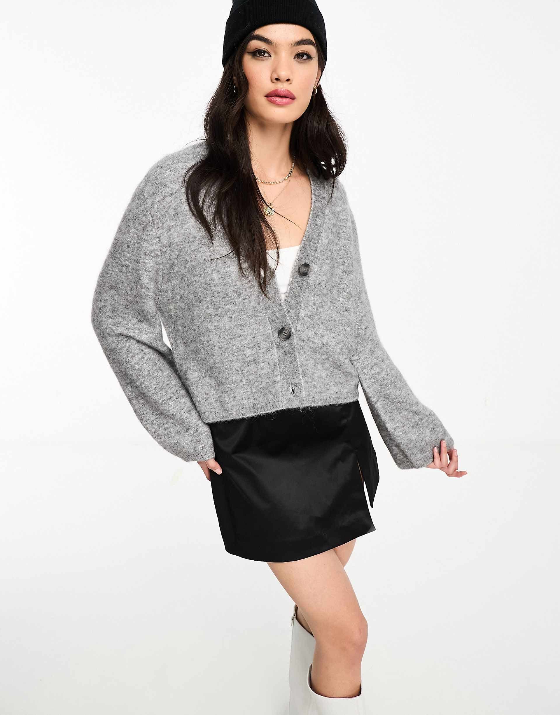& Other Stories alpaca blend cardigan in gray melange