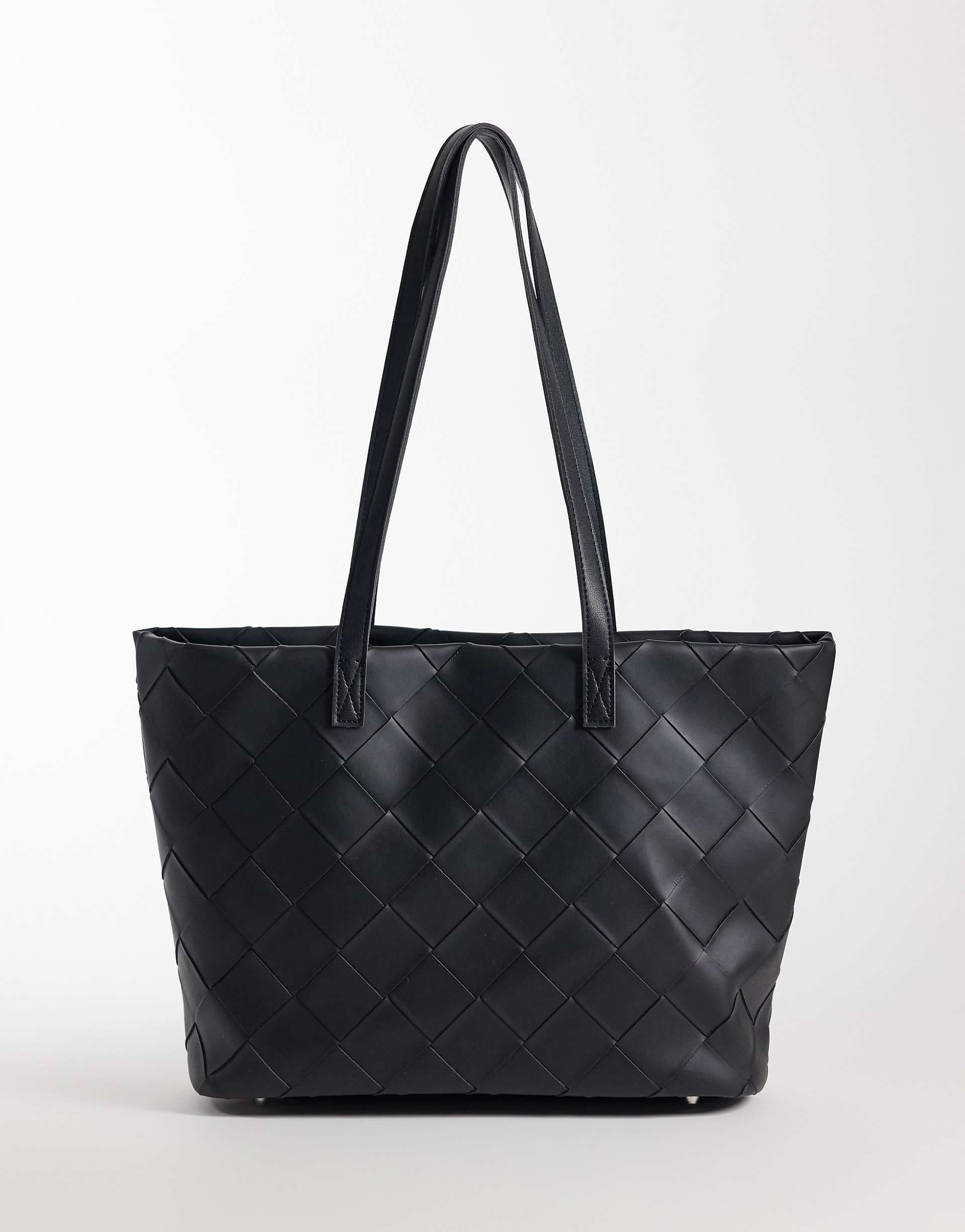PASQ large weave tote bag in black