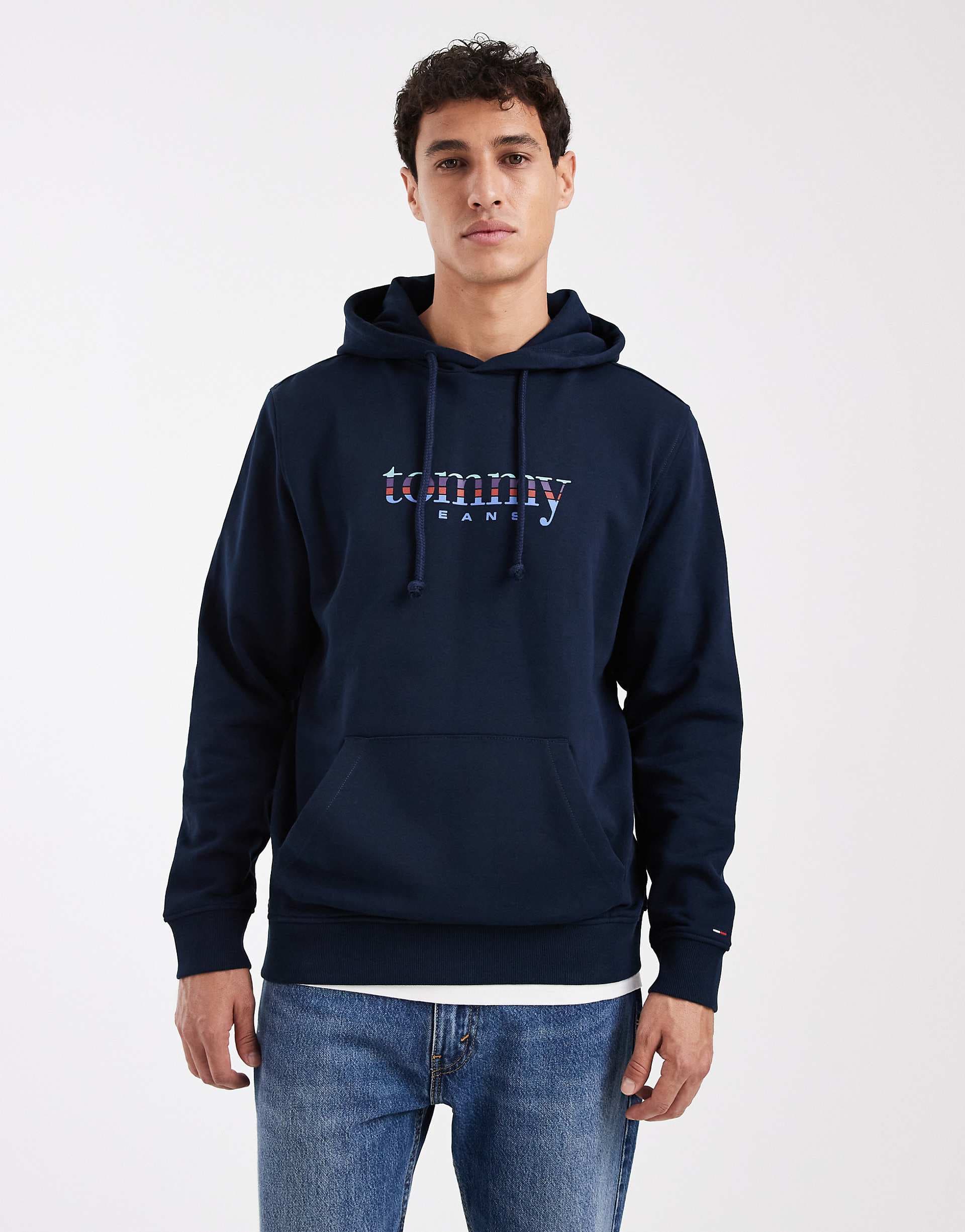 Tommy Jeans gradient graphic center logo hoodie in navy