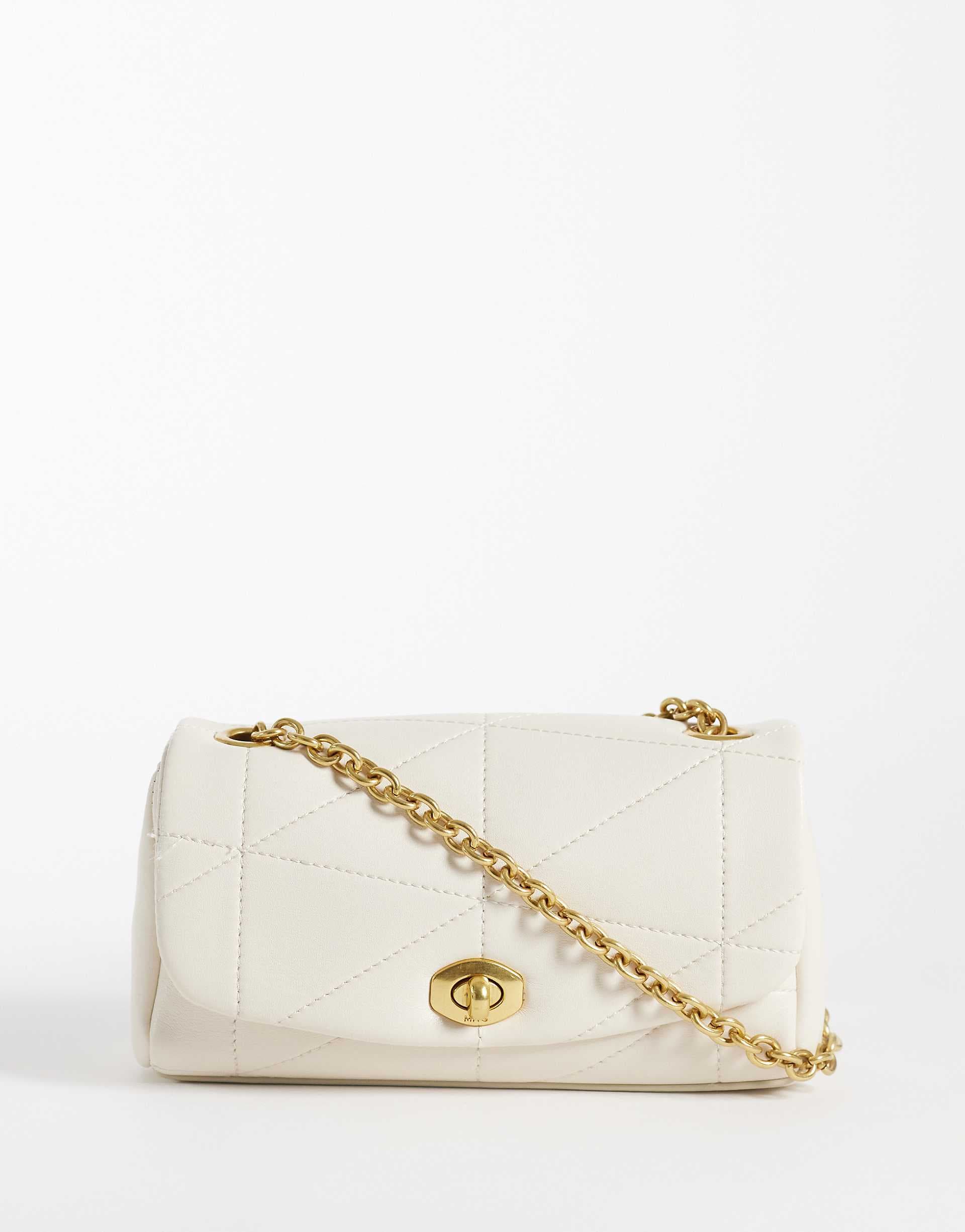 Mango cross-body bag with chain strap in white