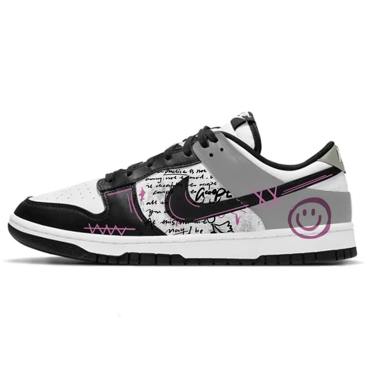 Nike Dunk Anti-Slip Wear-Resistant Low-Top Skateboard Shoes Men's Black White