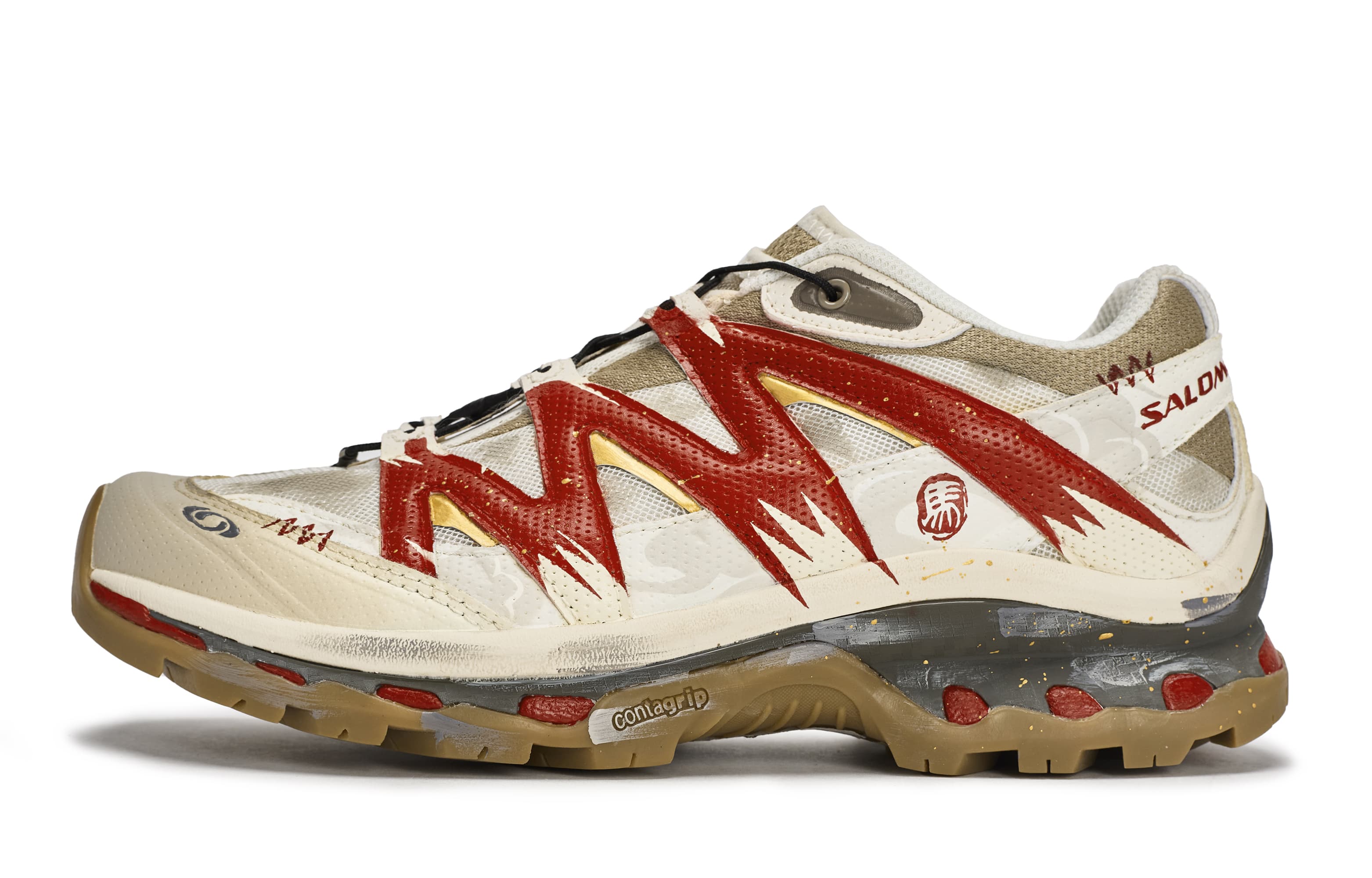 Custom Sneakers SALOMON XT-Quest 811 Manufacture 'Galloping Horse' CNY New Year Series Year of the Horse Chinese Red Wear-Resistant Low-Top Hiking Trekking Shoes Unisex Beige Red Brown