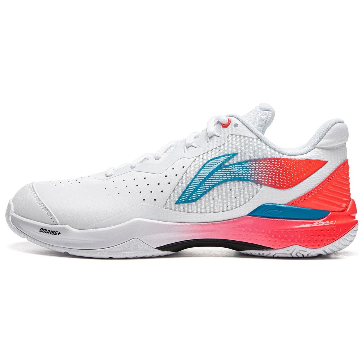 LiNing Lightweight Rebound Low Top Badminton Shoes Unisex White Red