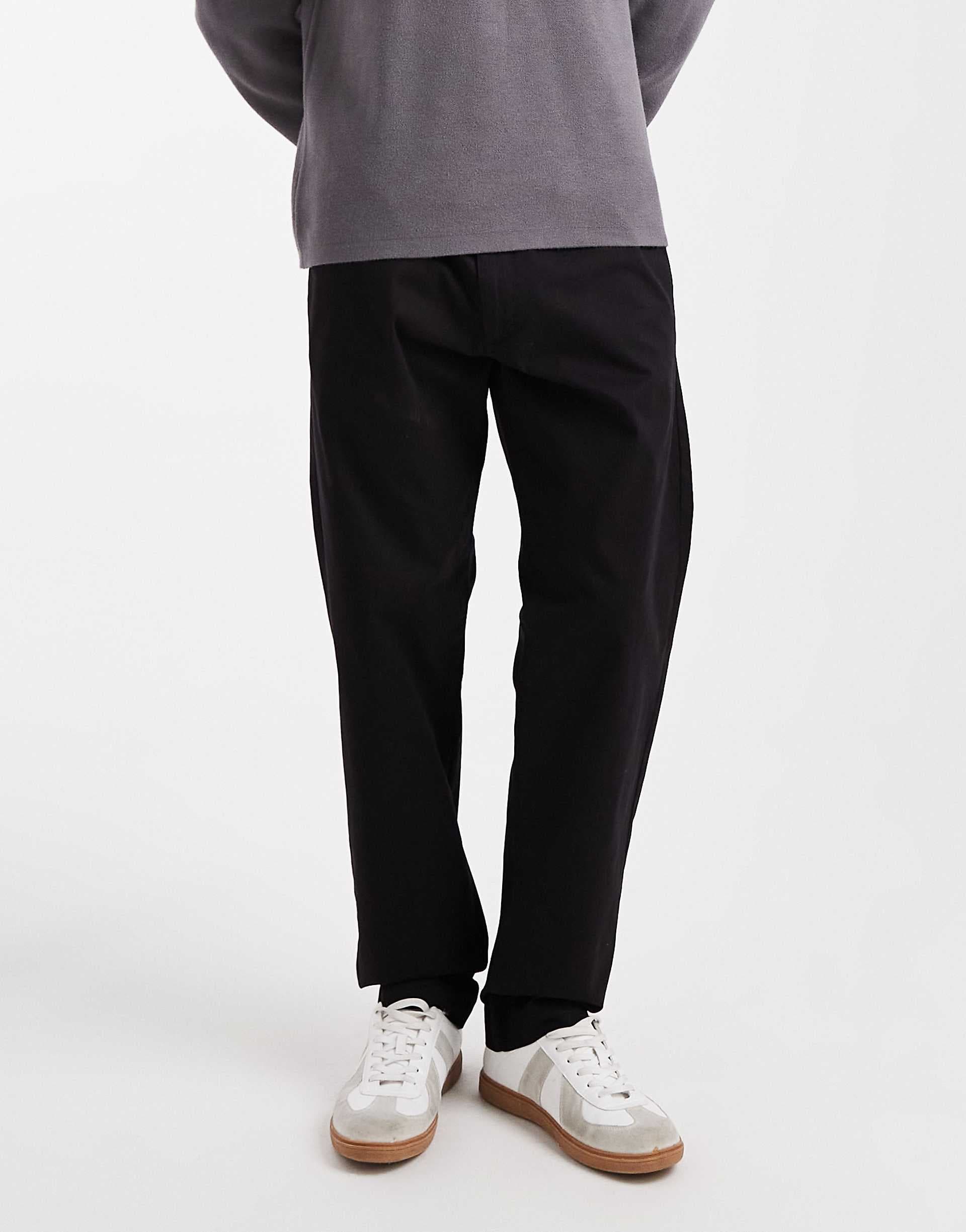 Jack & Jones relaxed fit chino with drawstring waist in black