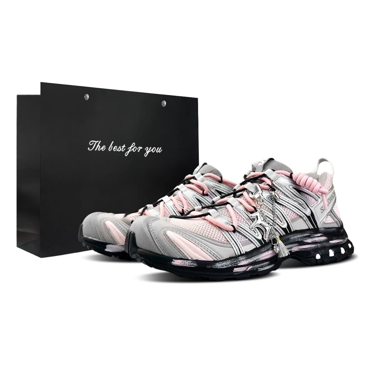 Custom Sneakers SALOMON XA PRO 3D BNK Pink Mist Tassel CNY Year of the Horse Design Deconstructed Laces Outdoor Sports Gift Bag Cushioned Support Low-Top Full-Length ENERGY CELL Running Shoes Unisex