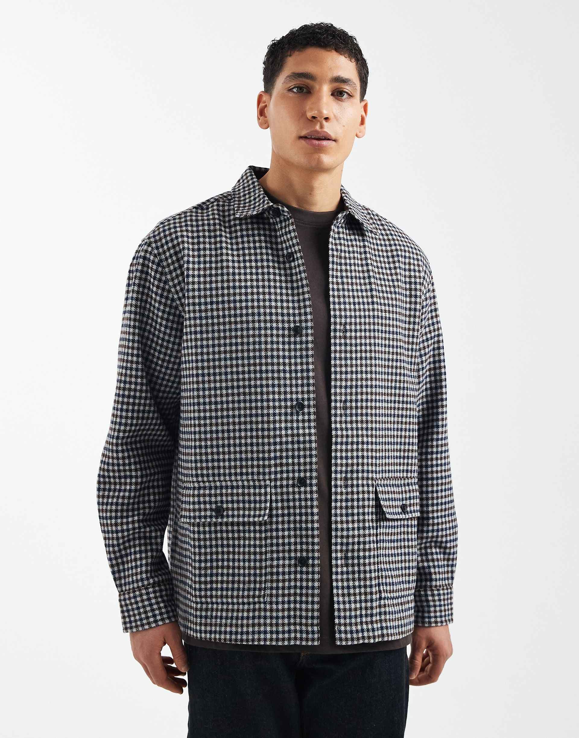 ASOS DESIGN boxy oversized plaid shirt in navy