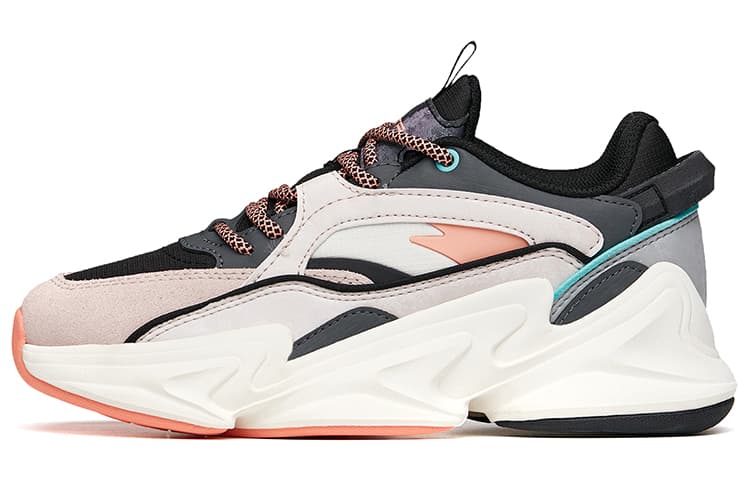 ANTA Chunky Sneakers Women's Low Top Black/lotus Gray/Ivory White