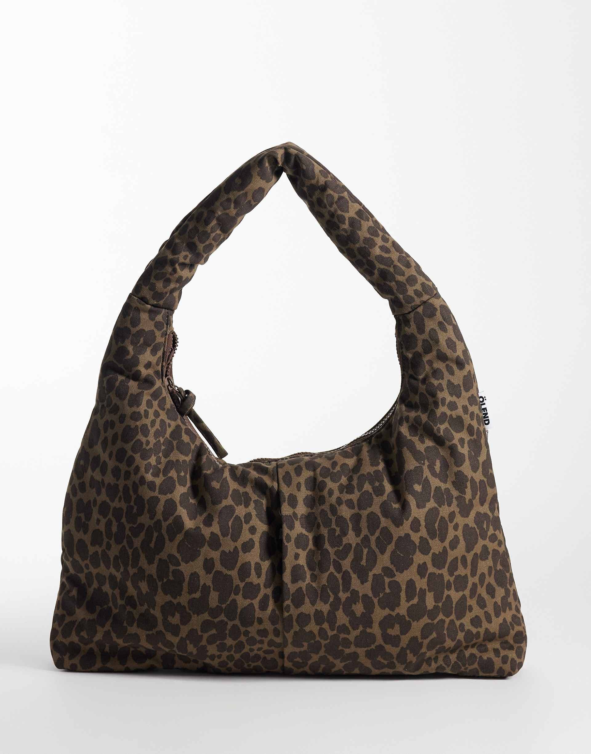 OLEND Nico nylon shoulder bag in leopard