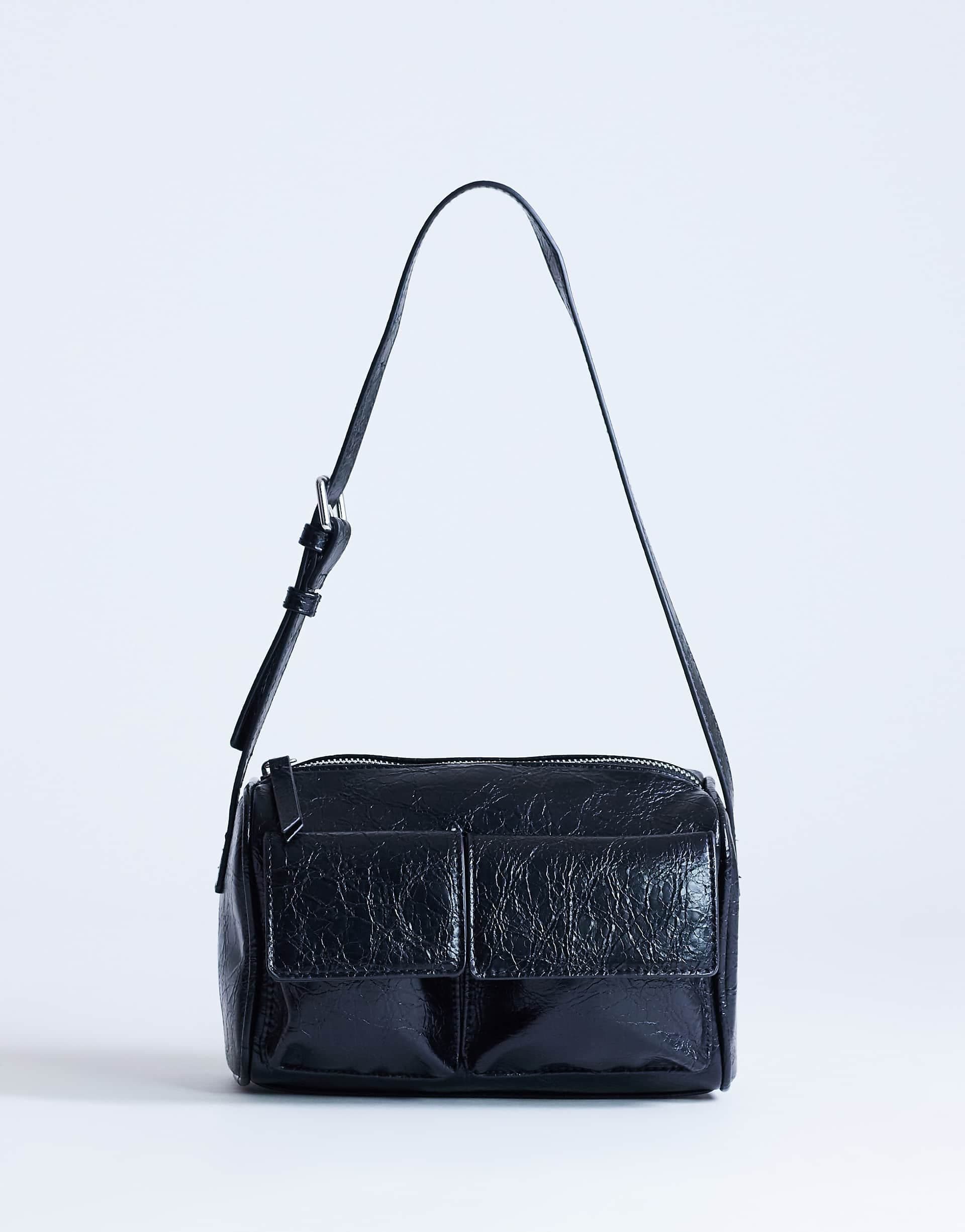 Topshop Safia front pocket shoulder bag in black