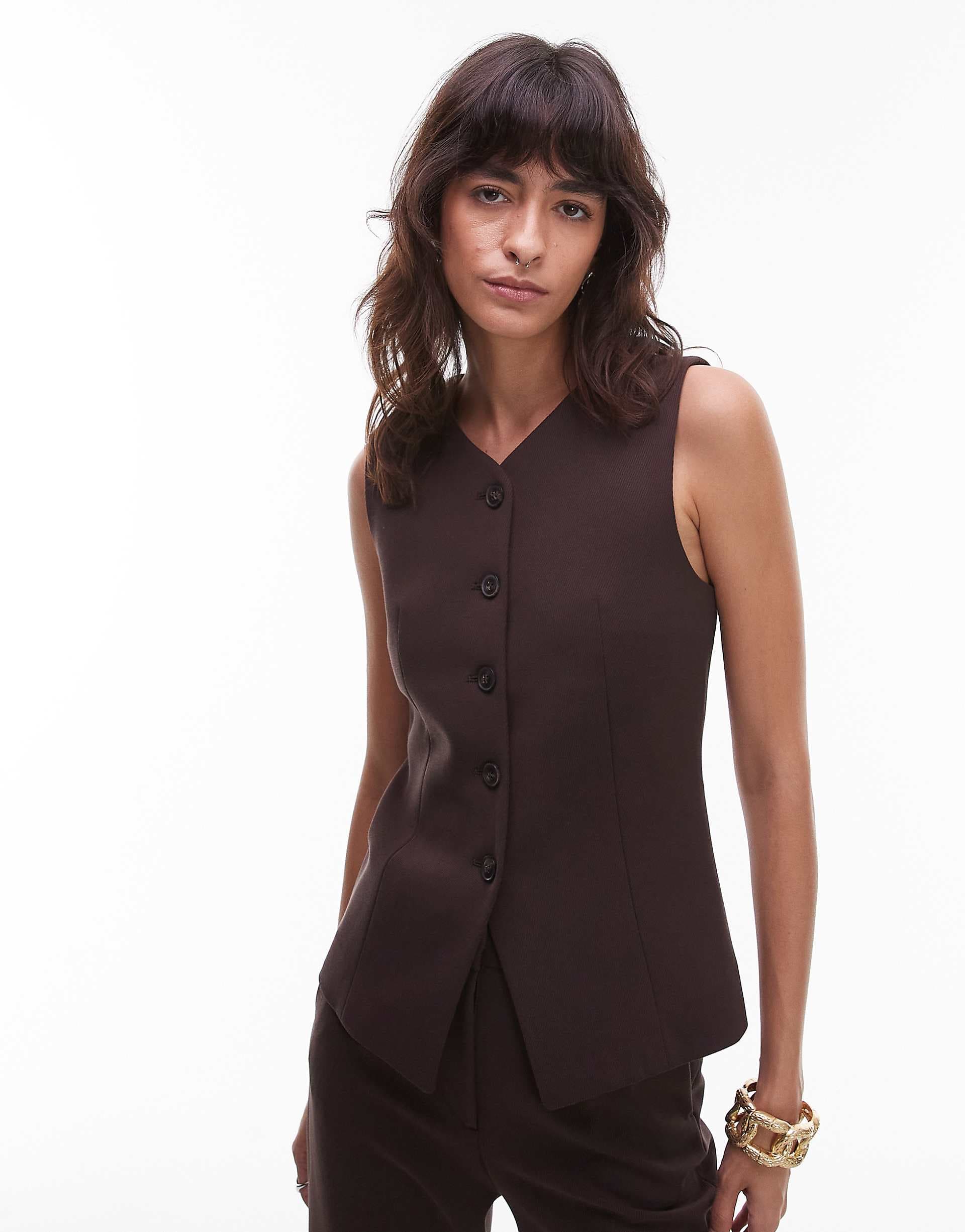 & Other Stories mix and match tailored vest in brown