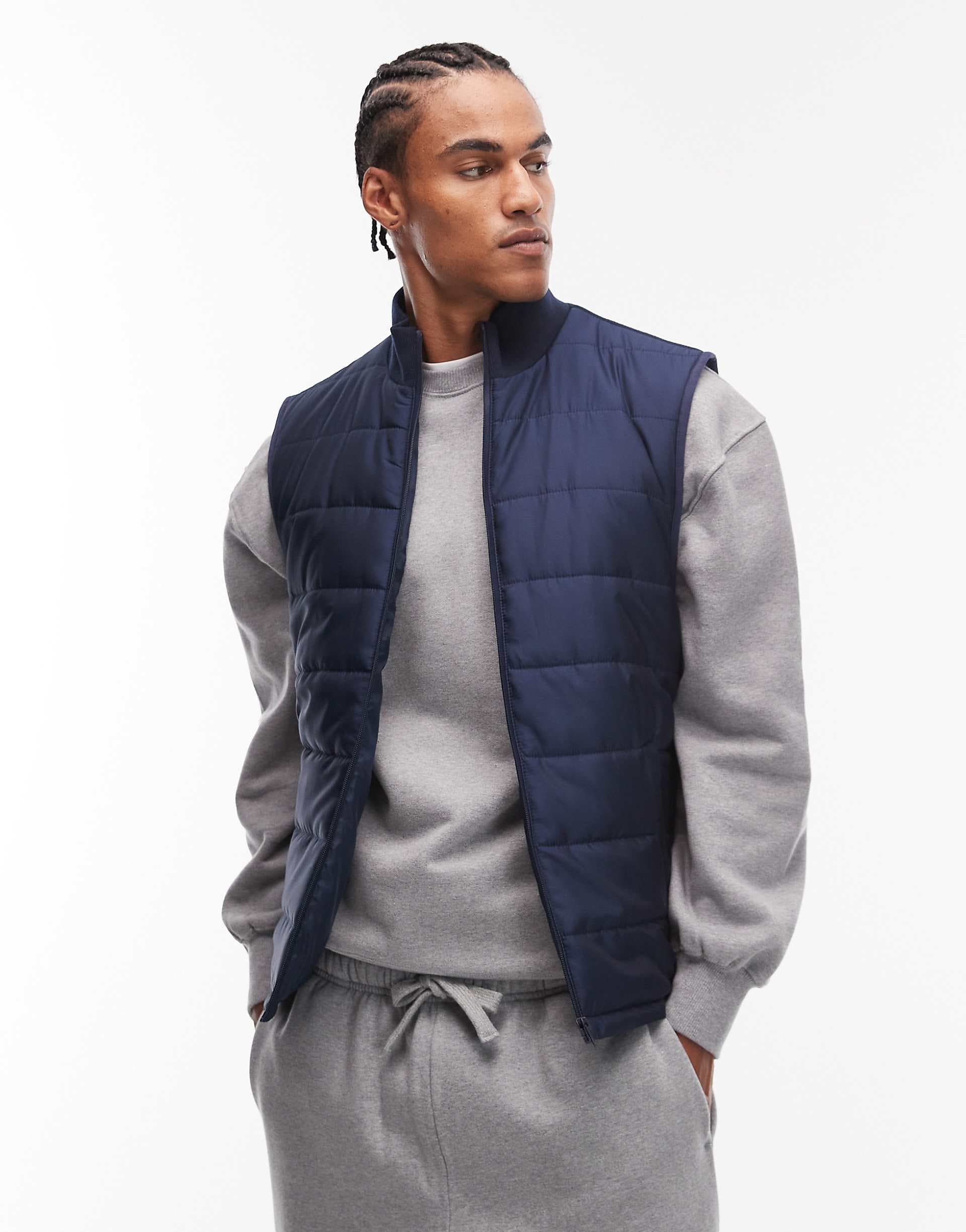 ASOS DESIGN peakMAX™ quilted vest in navy