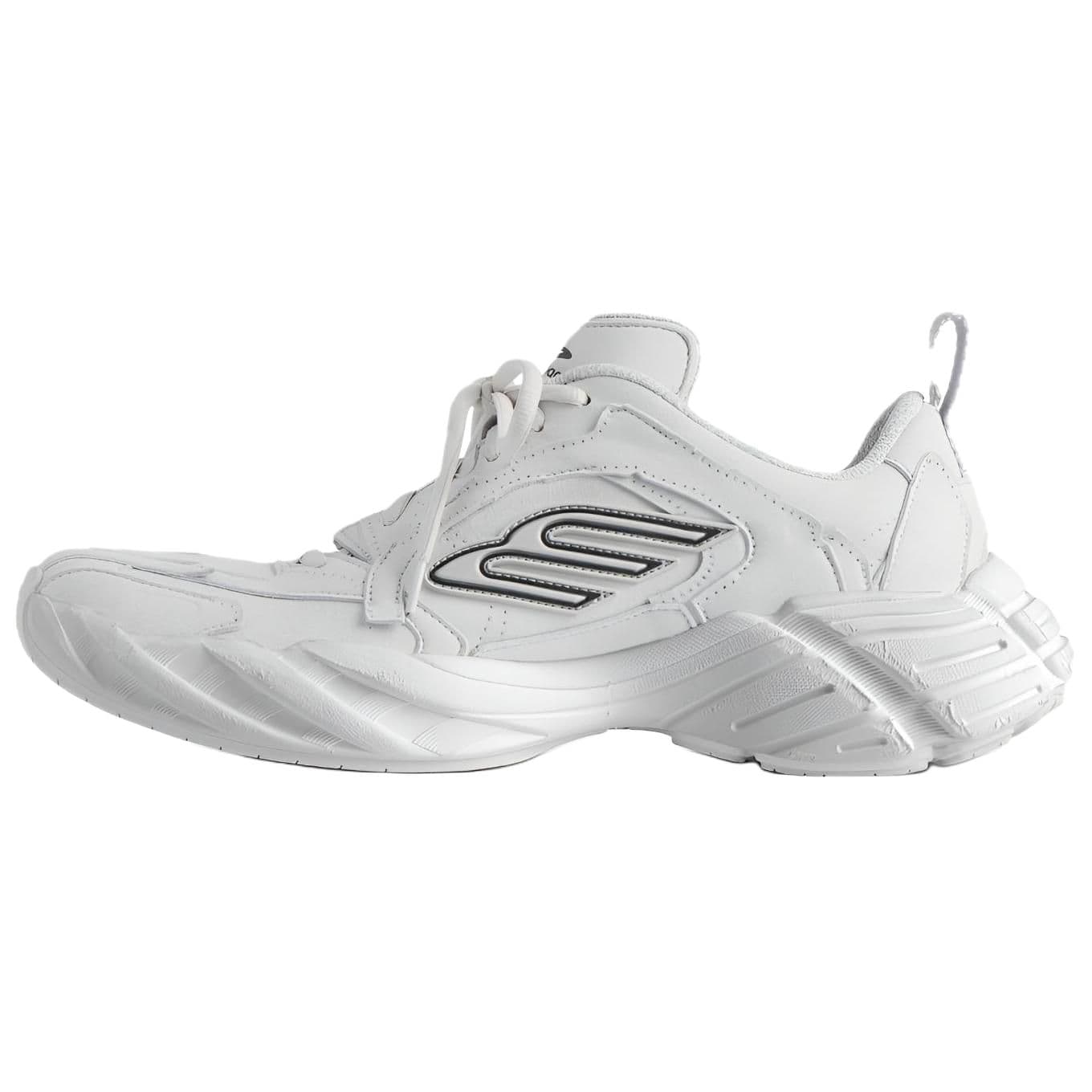 Balenciaga Monday Calf Leather Suede Logo Embossed Round Distressed Toe Lace-Up Low-Top Dad Shoes Women's Gray