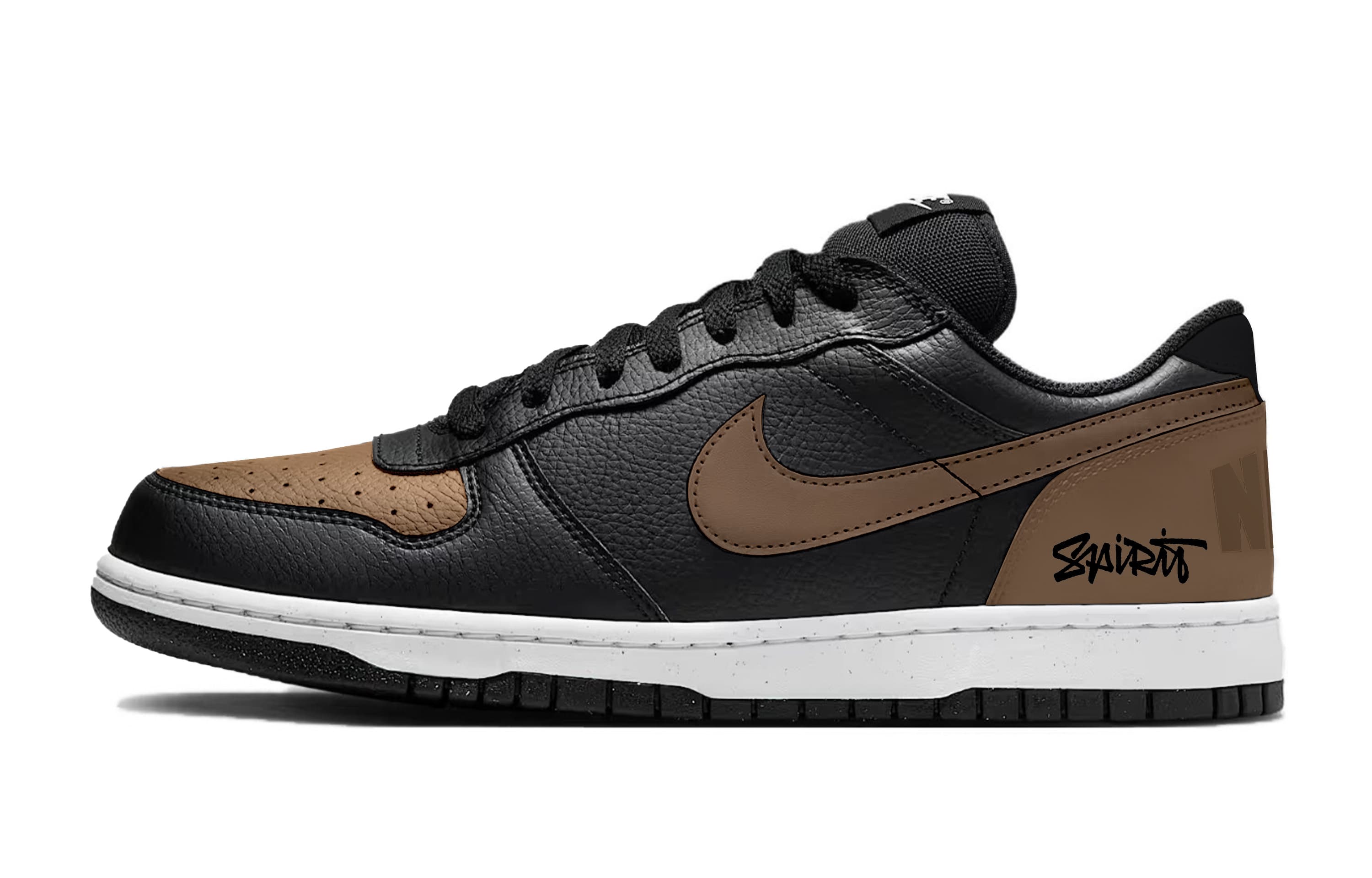 Custom Sneakers: Nike Big Low 'Ma Shang Fa Cai' Maillard Boyfriend Style Low-Top Casual Sneakers Unisex Black Brown