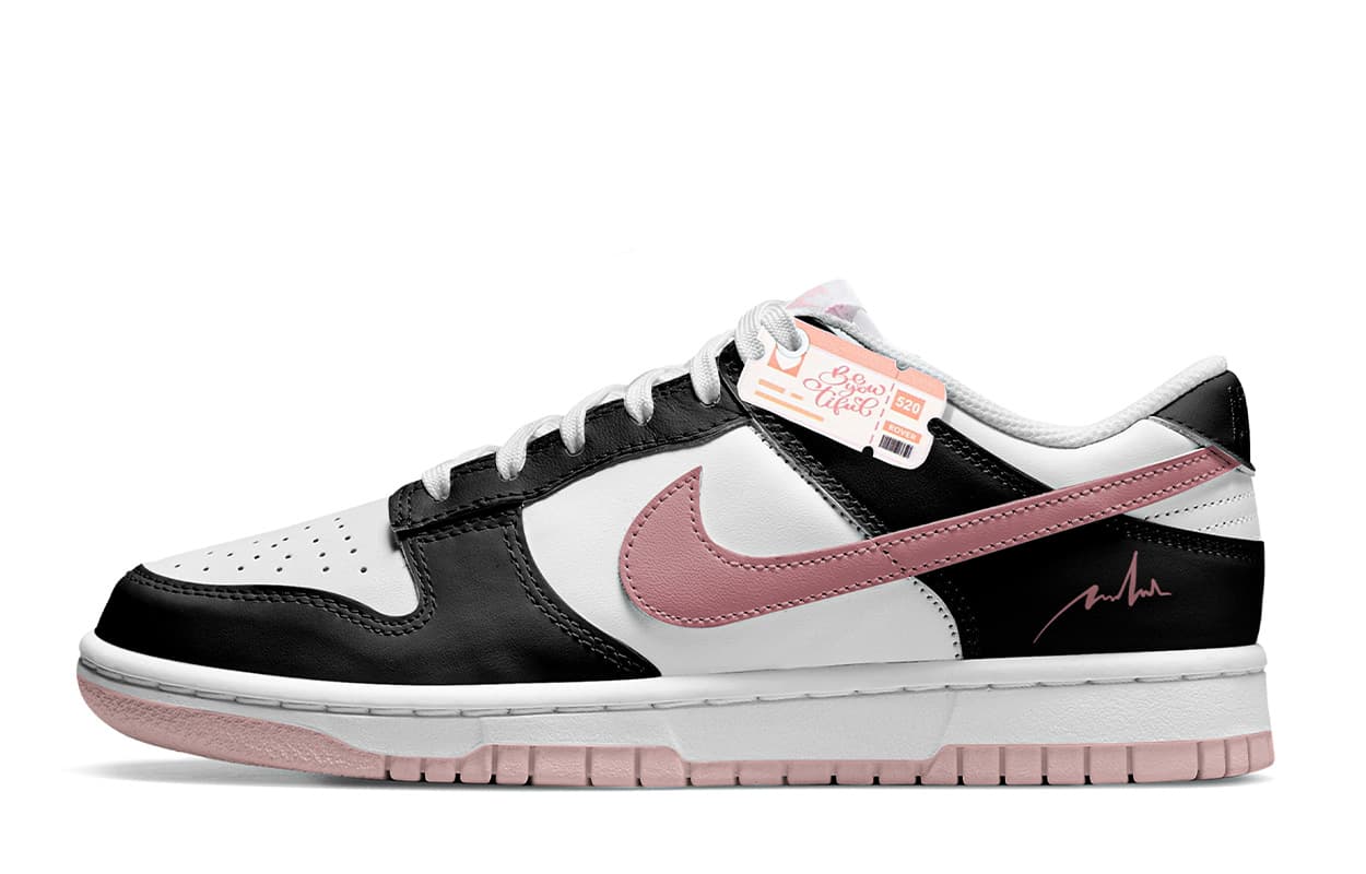 Custom SneakersNike Dunk Valentine's Day Edition Sweet Cool Girl Spicy Girl Campus Style Versatile Personality Youthful Niche Trend Cushioning Low-Top Skate Shoes Women's Black Pink Panda