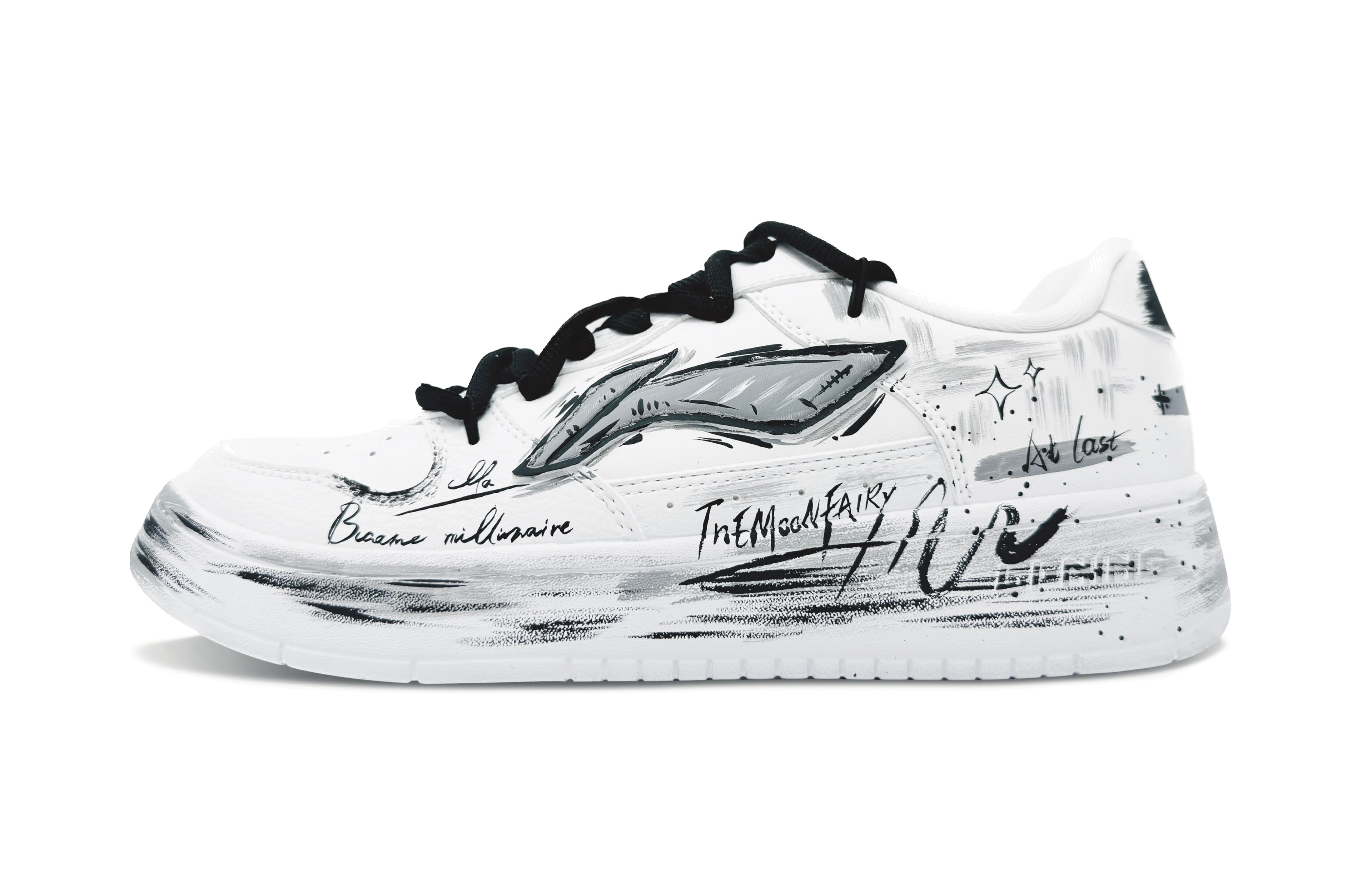 LINING Pontoon Boats Skateboard Shoes Men Low-Top Black White Gray