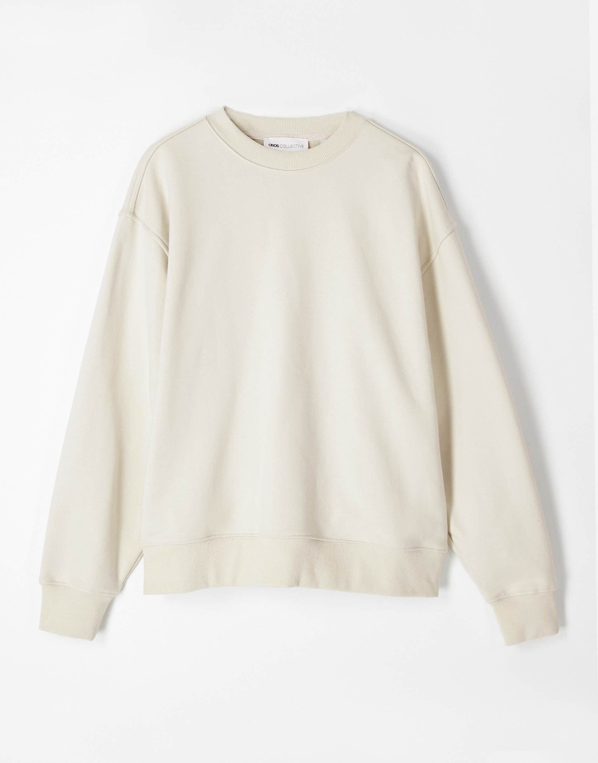 ASOS COLLECTIVE oversized super heavyweight crew neck sweatshirt in off white