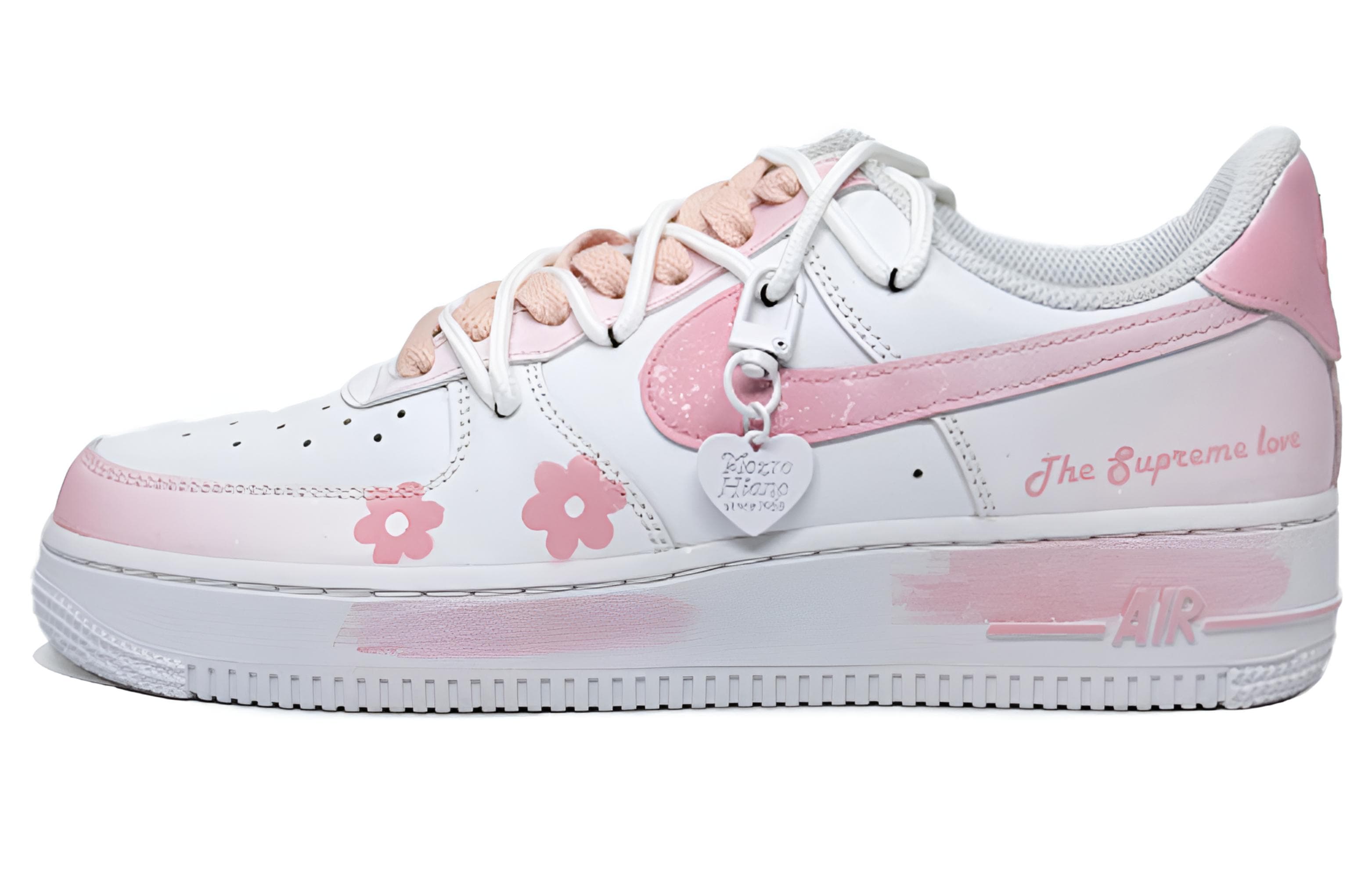 Custom Nike Air Force 1 'Xi Mi Zhi Zao' Pink Blue Floral Narrative 'Yuan Yang' Romantic Sweet Girly Low-Top Skate Shoes Women's Blue Pink