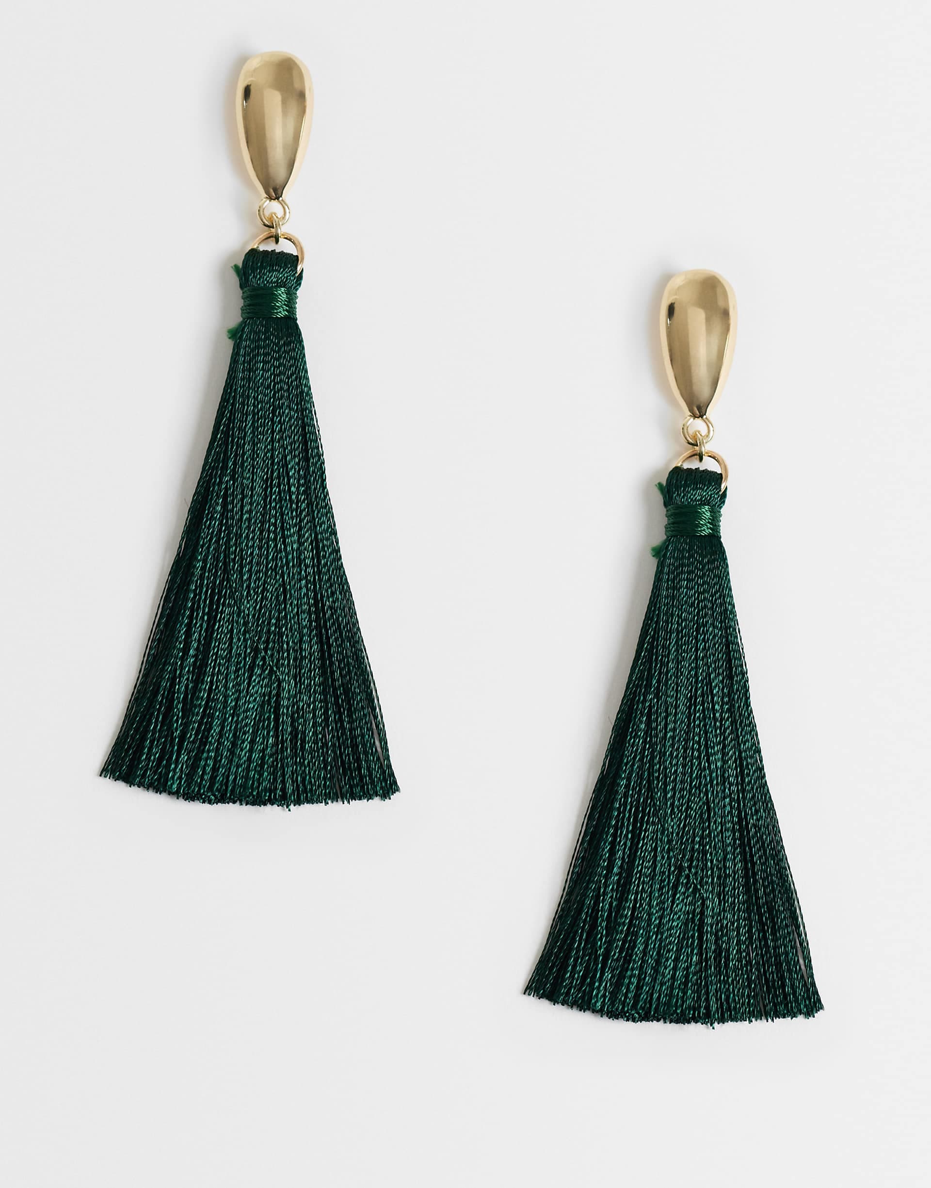 DesignB London tassel earrings in dark green