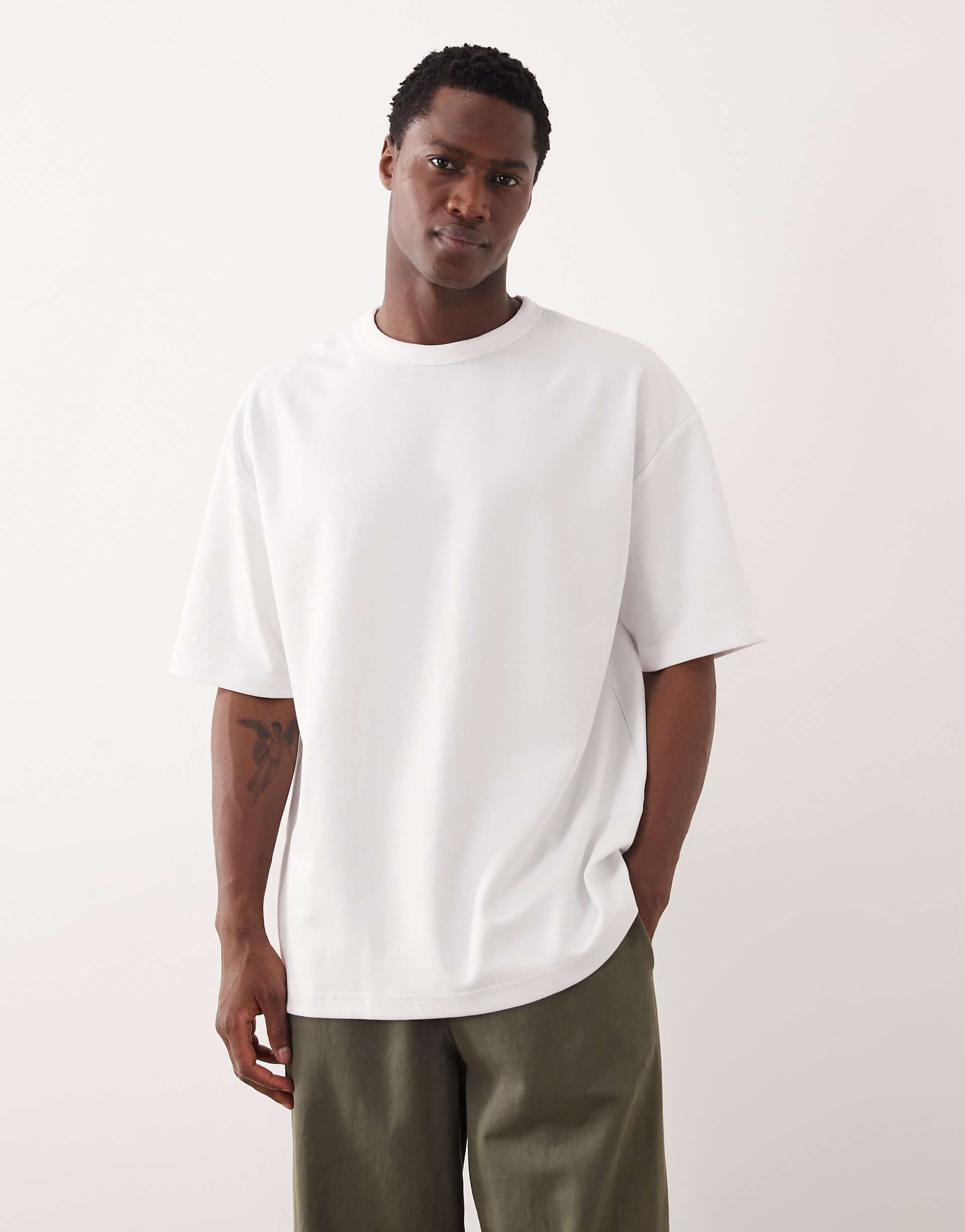 ASOS DESIGN breatheMAX™ heavyweight oversized T-shirt in white cotton blend