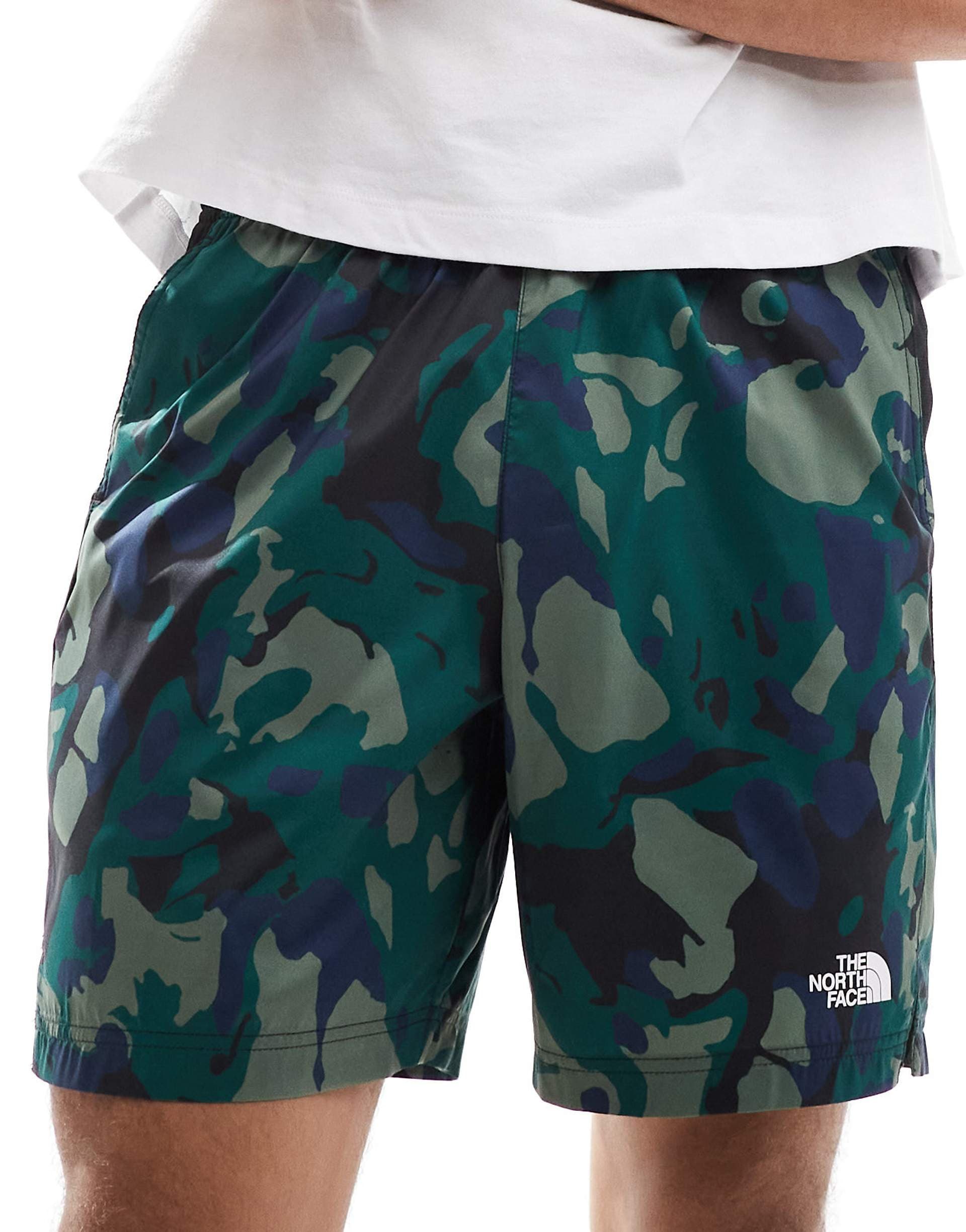 The North Face Mountain Athletics 24/7 7-inch shorts in camo print