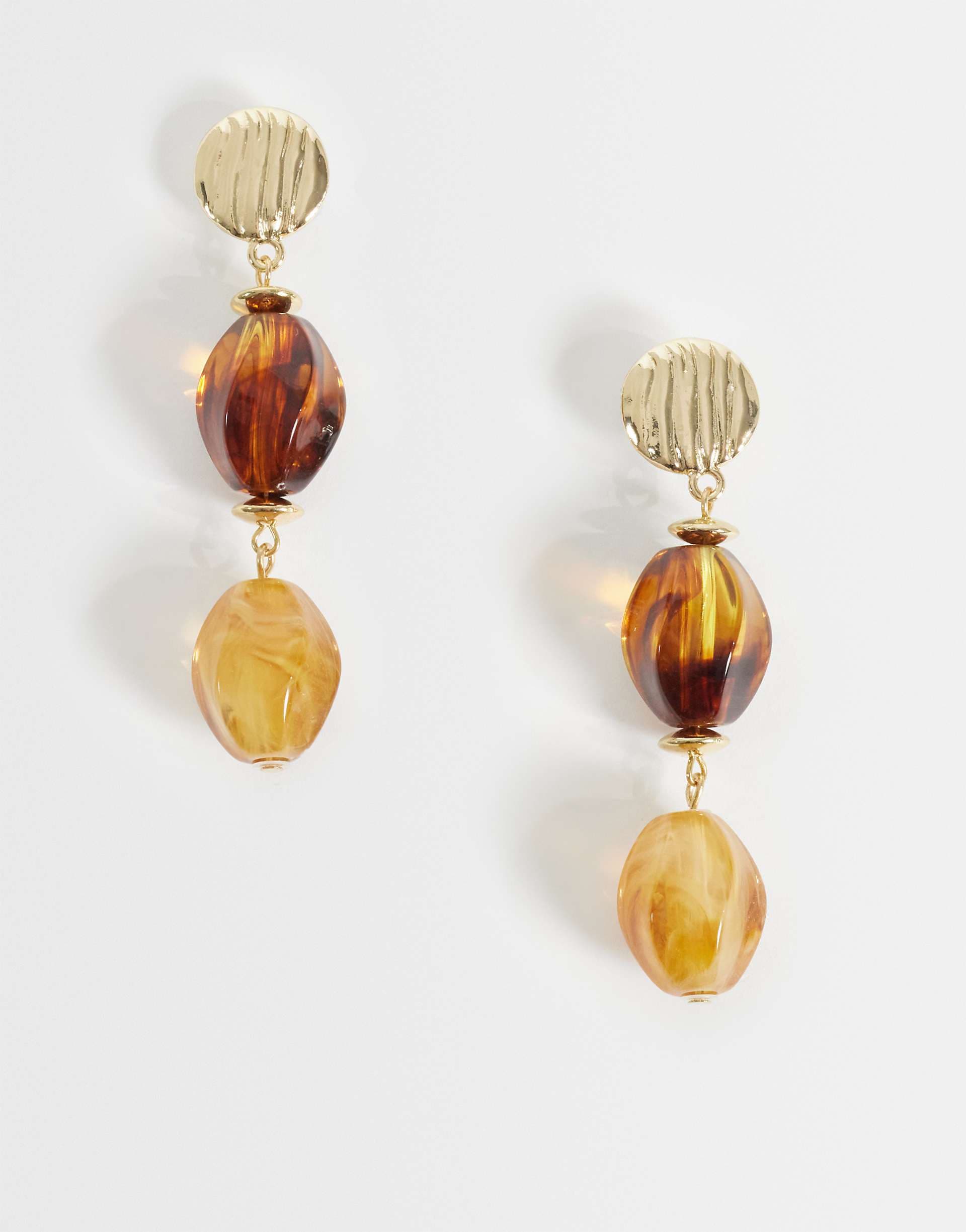 DesignB London amber resin pendant earrings in gold