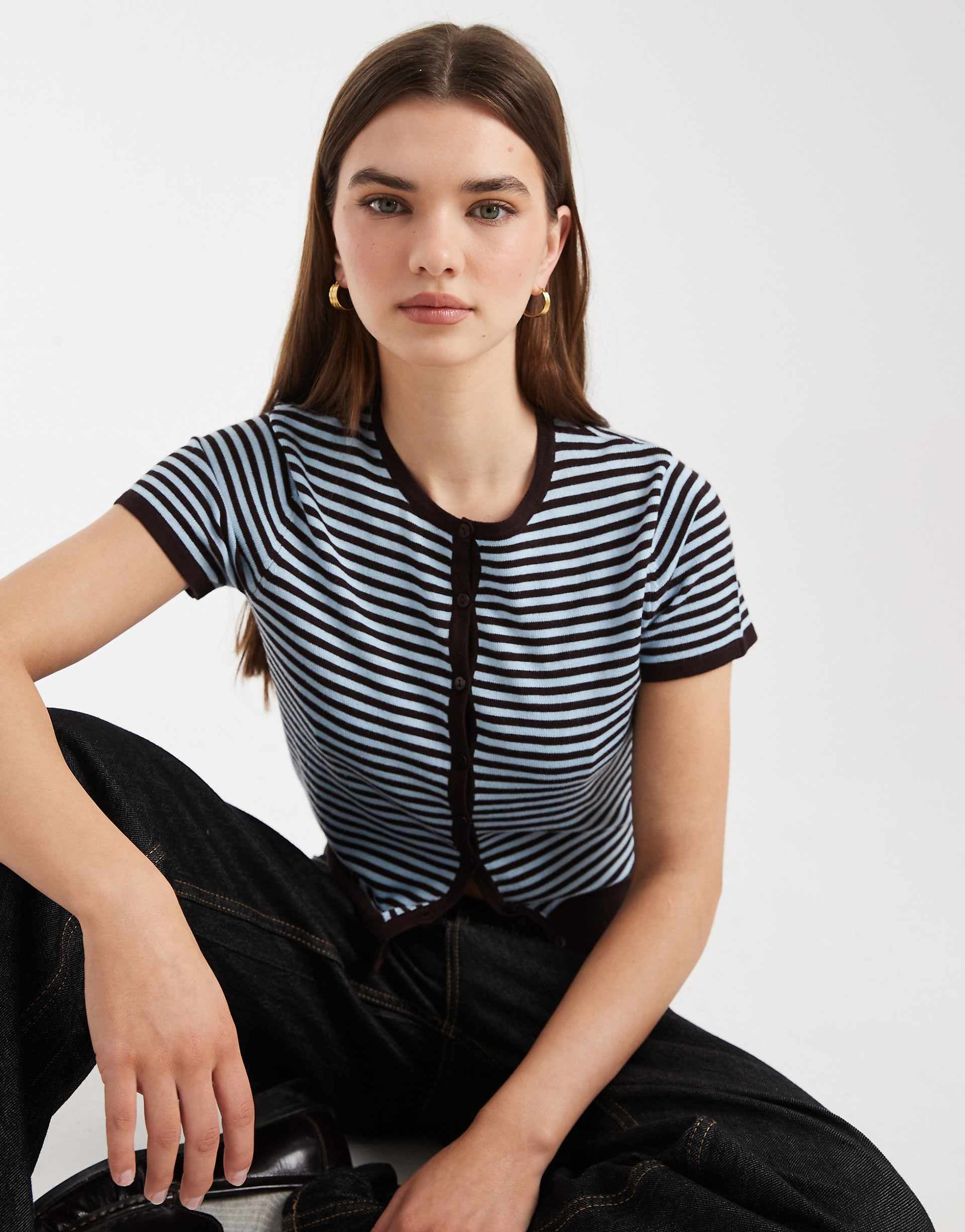 Cotton On cap sleeve crew neck cardigan in marine oak