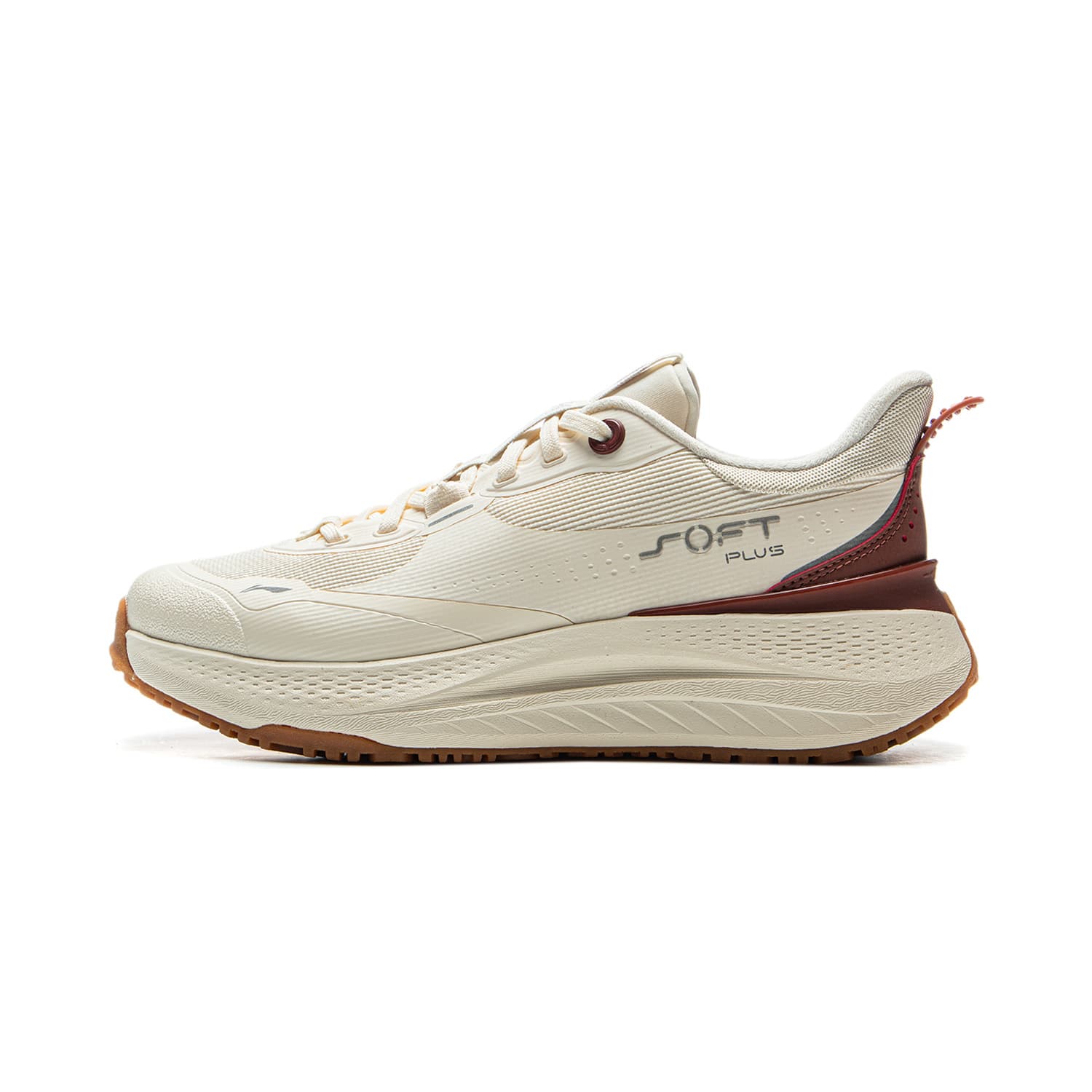 LiNing SOFT PLUS Fashion Versatile Soft Rebound Lightweight Thick-Sole Anti-Slip Heightening Cushion Wear-Resistant Low-Top Casual Shoes Women's Off-White