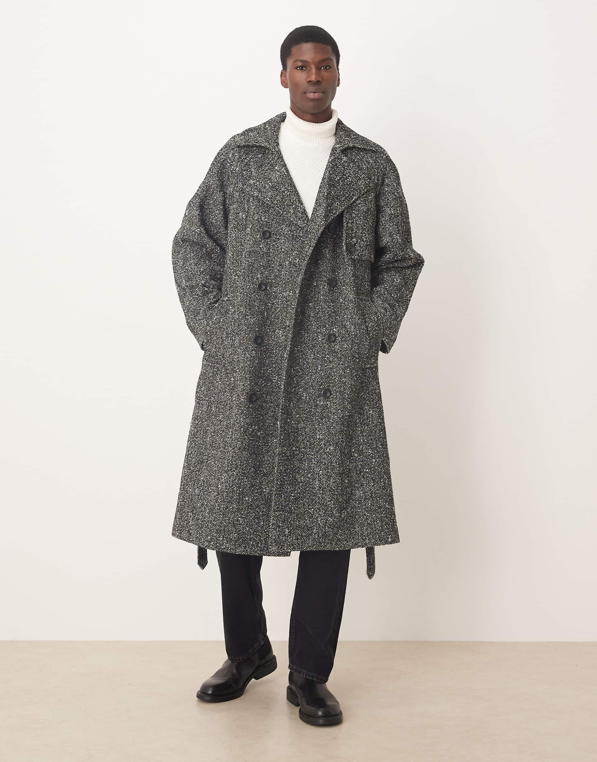 ASOS DESIGN extreme oversized wool look overcoat in black