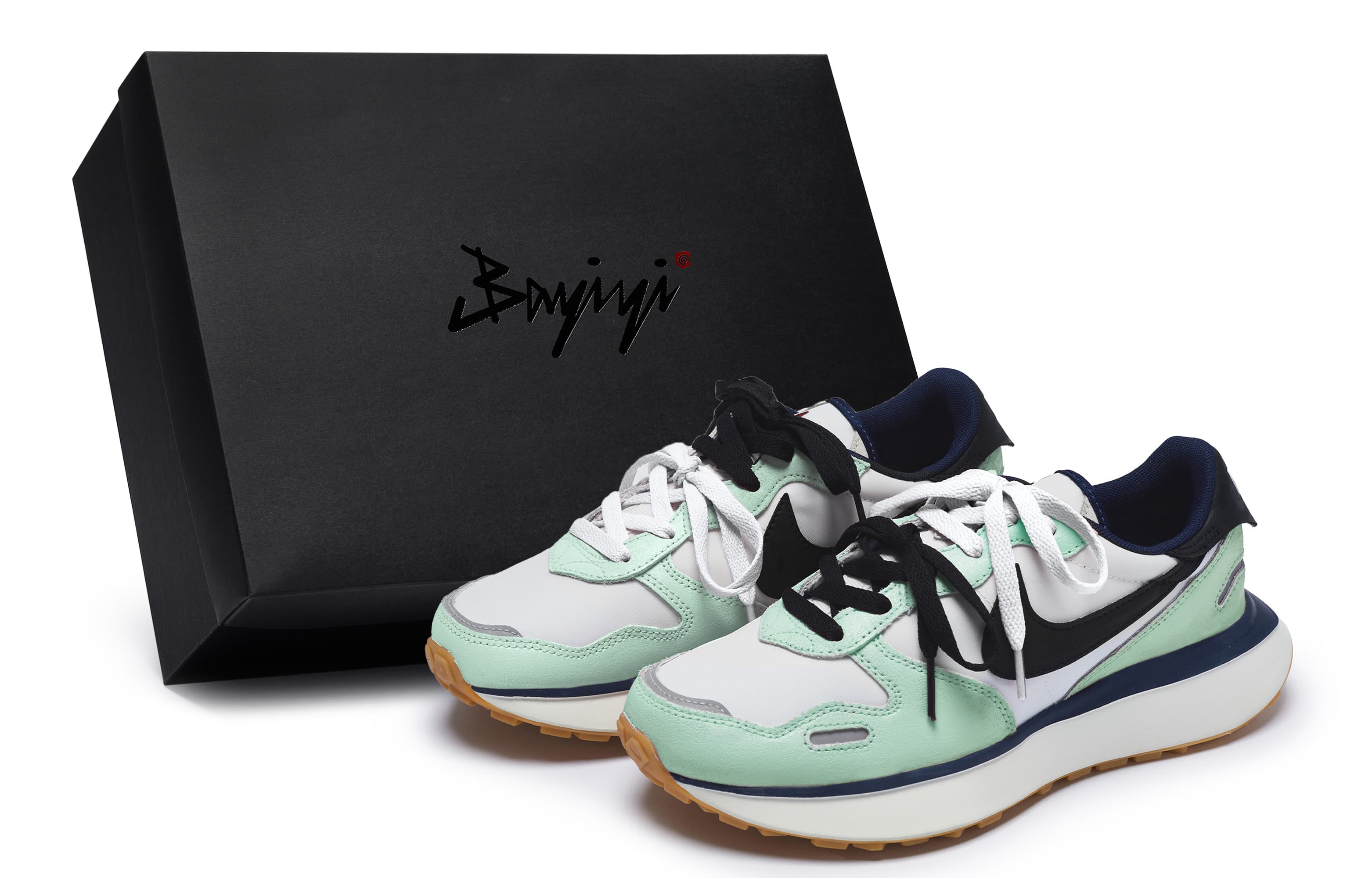 Nike Phoenix Waffle Low-Top Running Shoes Women's Cyan White Black