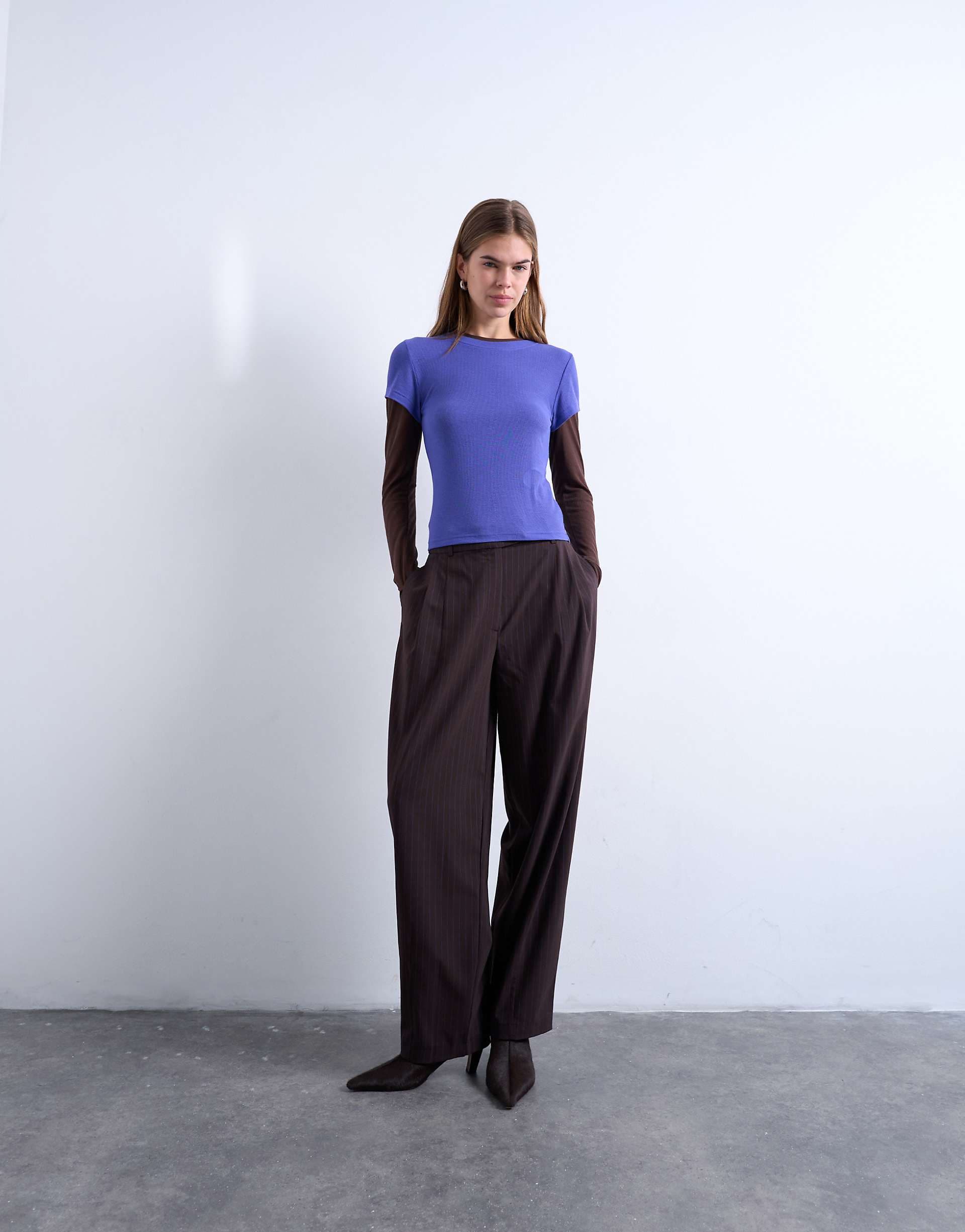 Topshop tailored pleated ovoid pants in pinstripe