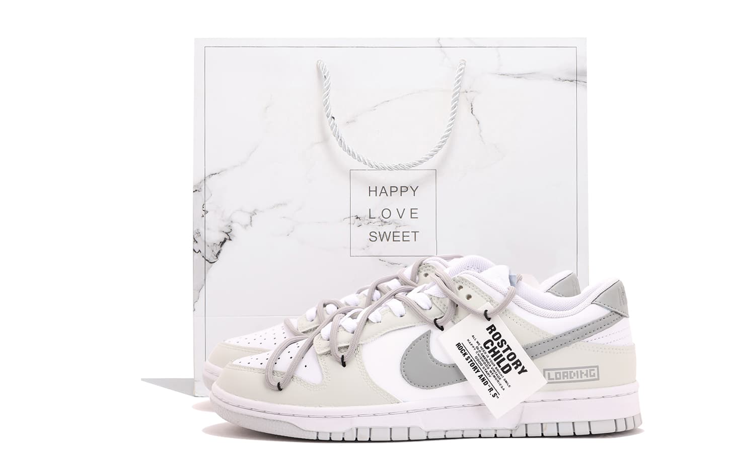 Custom Sneakers Nike Dunk Leather Summer Gift Box Trendy Versatile Simple Fashionable Supportive Low-Top Skate Shoes Unisex Light Gray