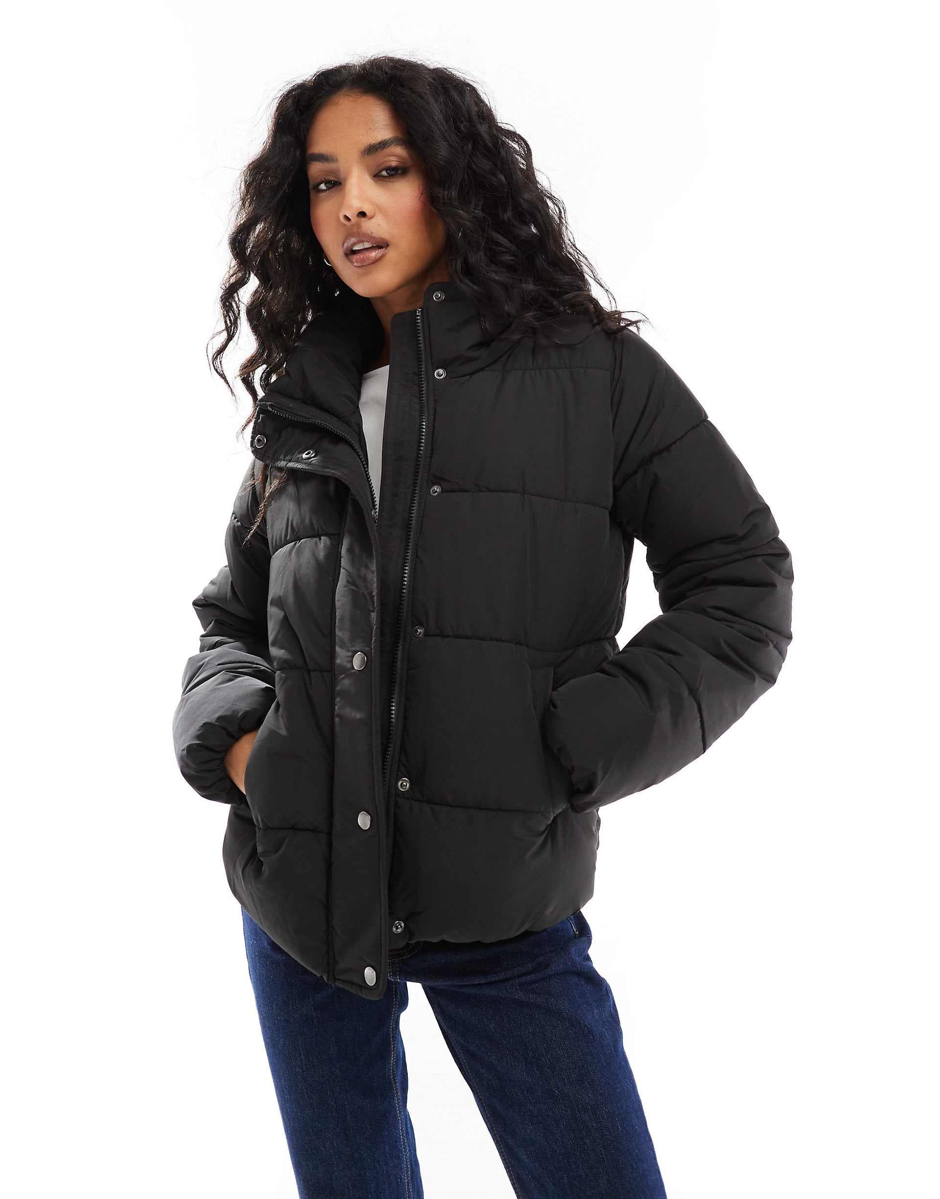 ONLY funnel neck padded jacket in black