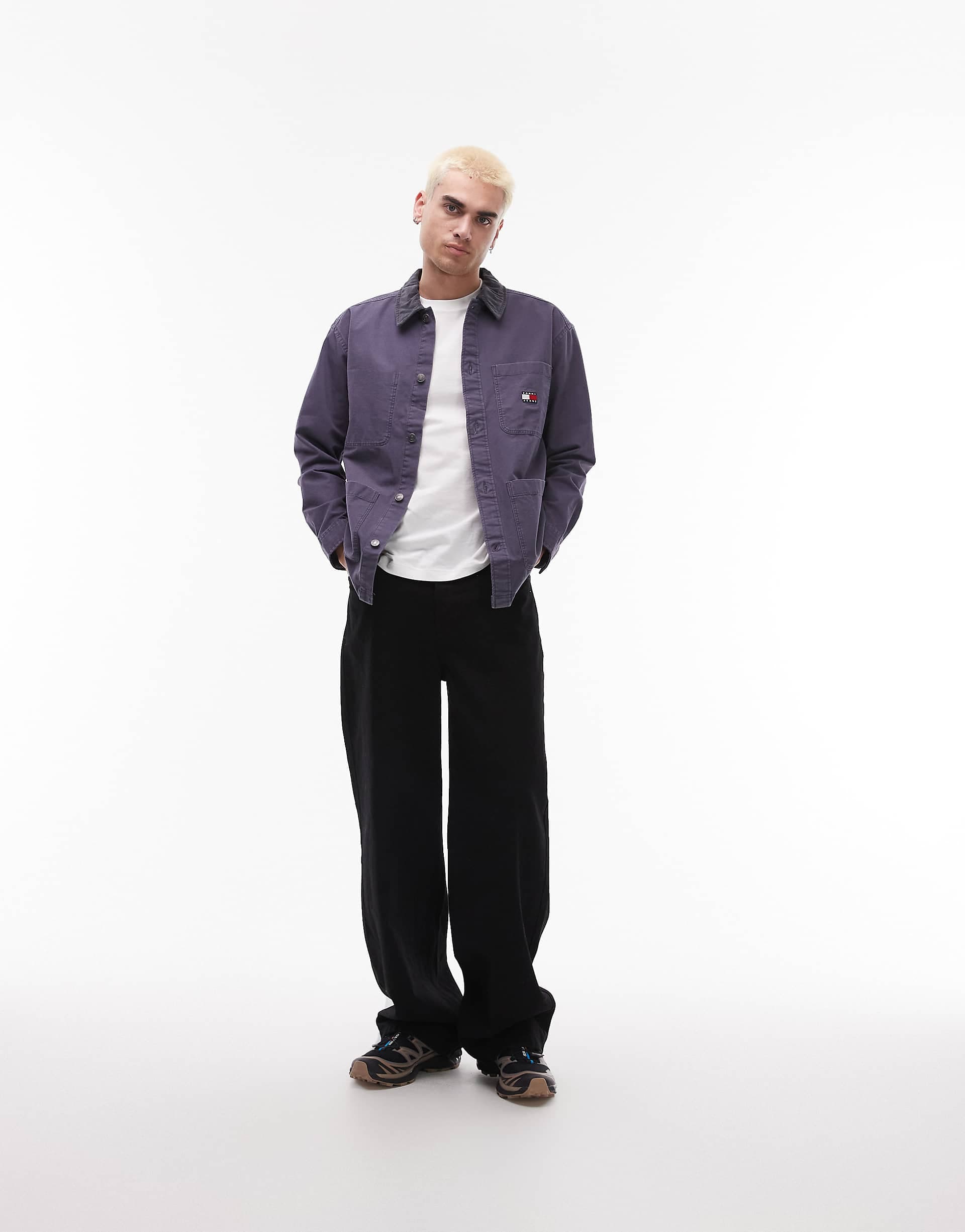 Tommy Jeans corduroy overshirt in washed black