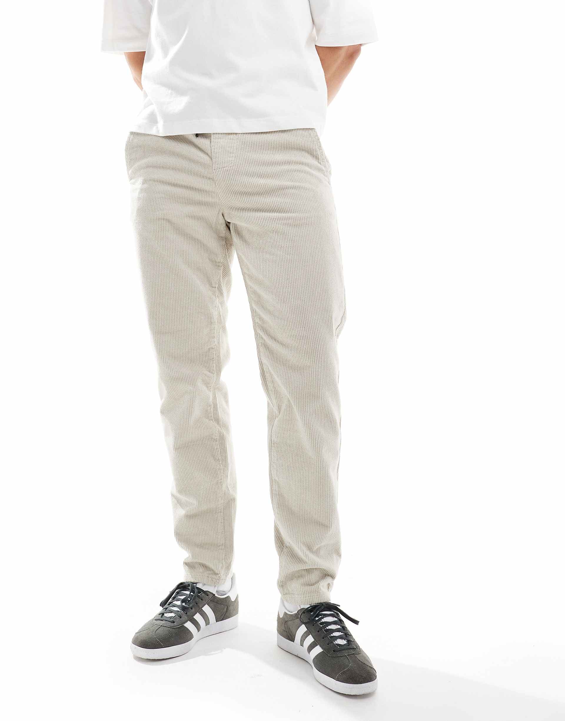 ONLY & SONS tapered corduroy pants in cream