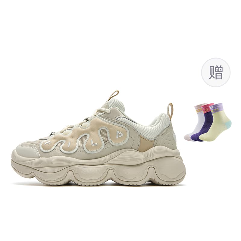 FILA PEASE Pea Shoes Modern Series Fashion Personality Trendy Retro Classic Sport Versatile Comfortable Wear-Resistant Breathable Lightweight Low-Top Casual Shoes Women's White Brown