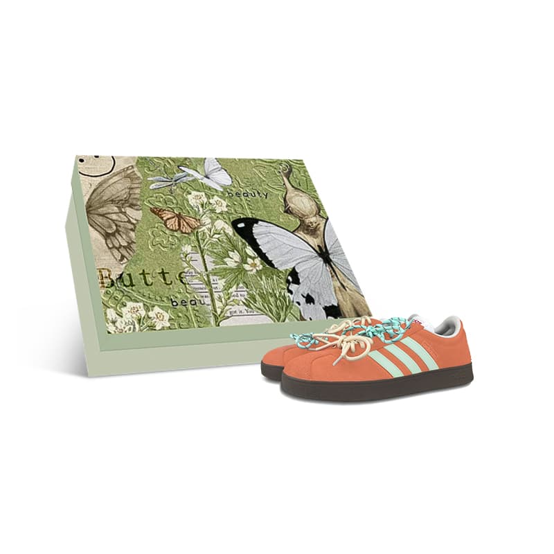 Custom adidas neo VL Court Lifestyle Gift Box Retro Old Money LQ 'Orange Sea' Multi-Color Laces Trendy Fashion Slip-Resistant Low-Top Skate Shoes Unisex Orange Green