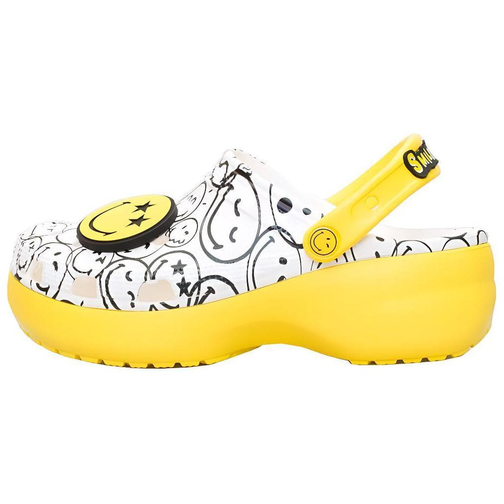 SMILEY x Crocs Classic Clog Comfortable Versatile Clogs Women's White Yellow