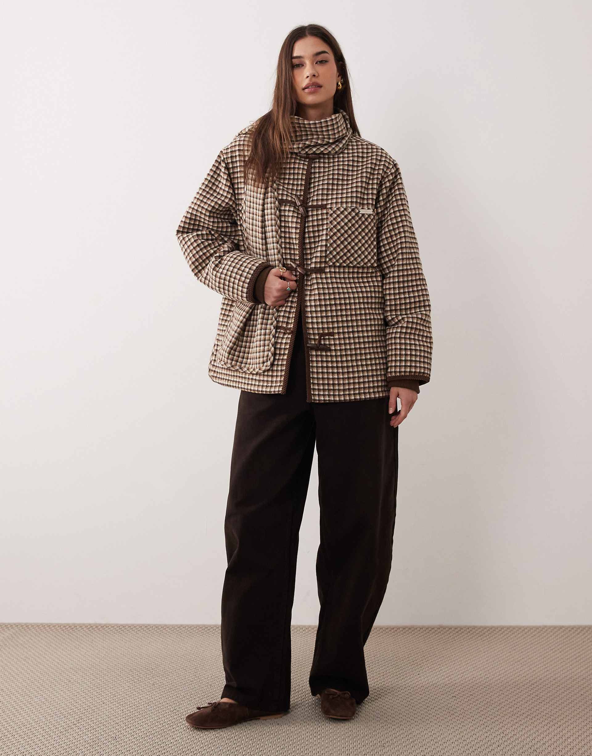 House of Sunny retro blanket jacket with detatchable scarf in multi check