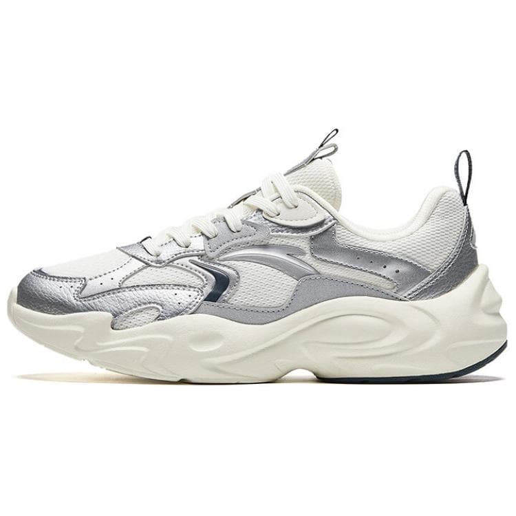 Anta Walker Anti-Slip And Wear-Resistant Lightweight Low-Top Casual Shoes Men's White Silver