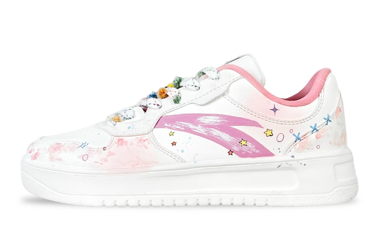 CustomAnta Hand-Painted Graffiti Low-Top Sneakers Unisex Pink White