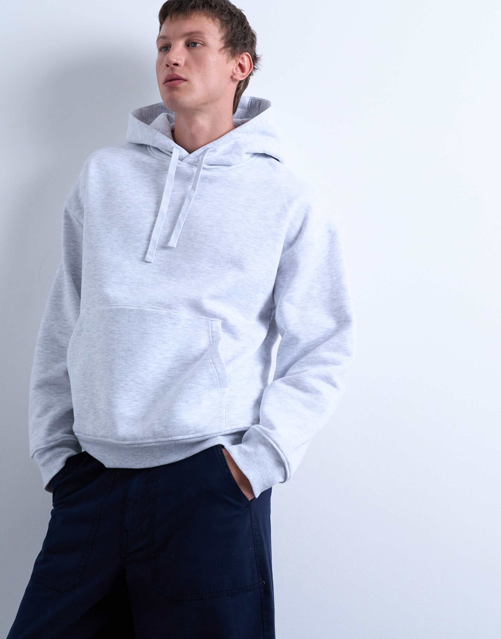 Topman oversized hoodie in light gray heather
