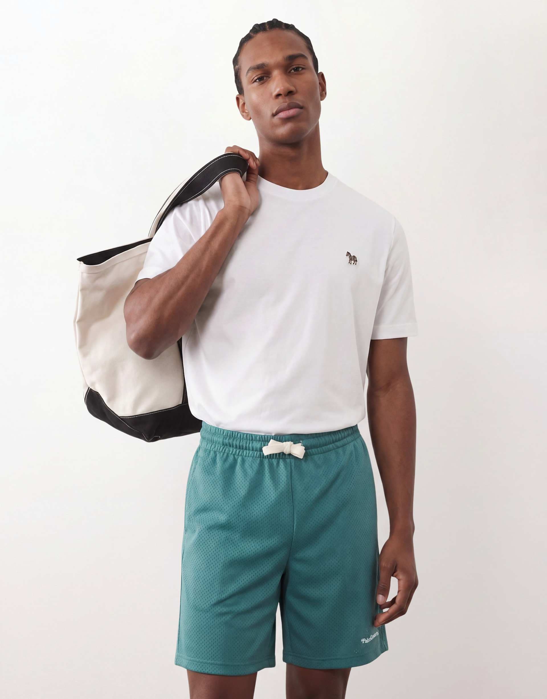 ONLY & SONS relaxed fit mesh basketball shorts in green