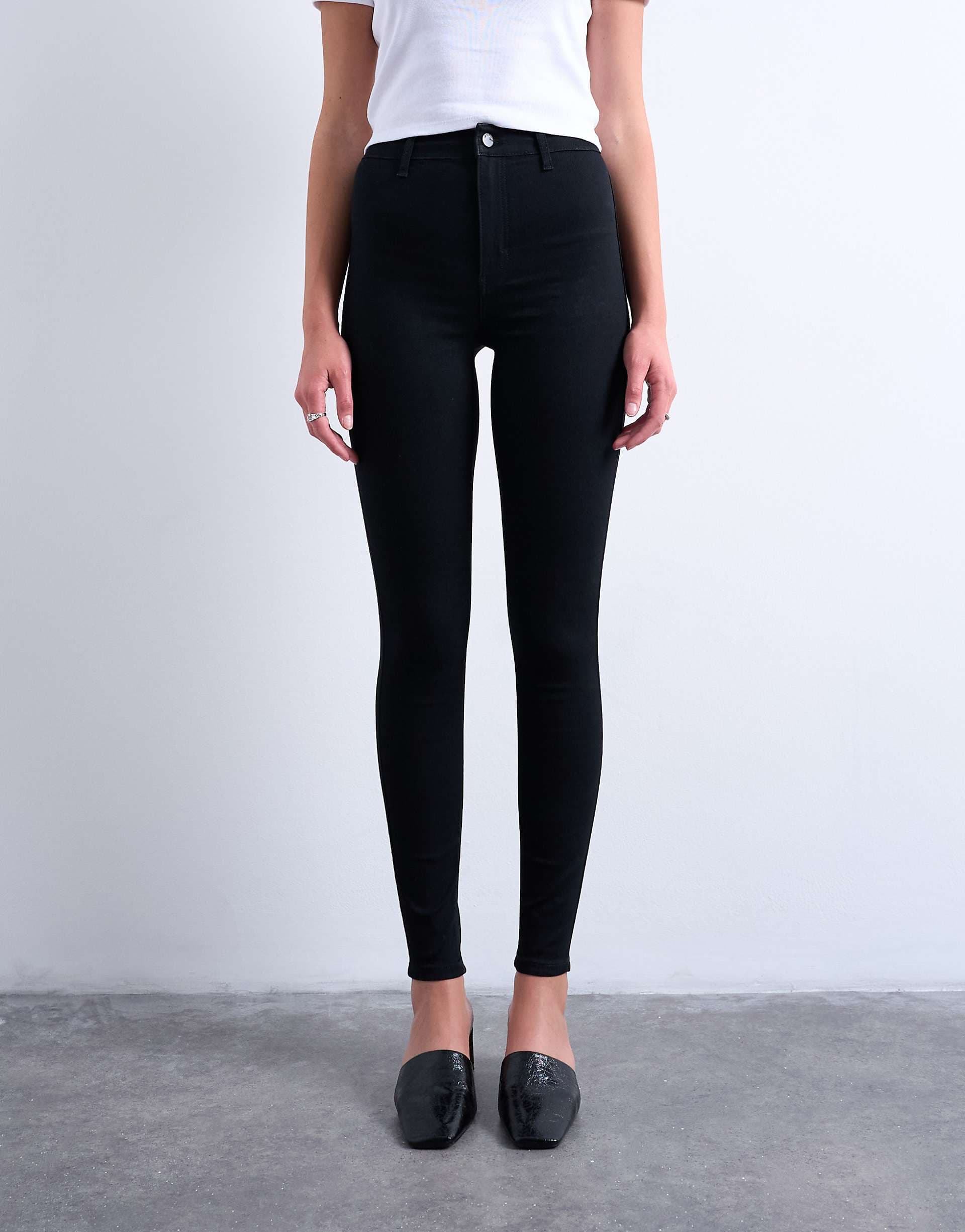 Topshop Joni skinny high rise jeans in black
