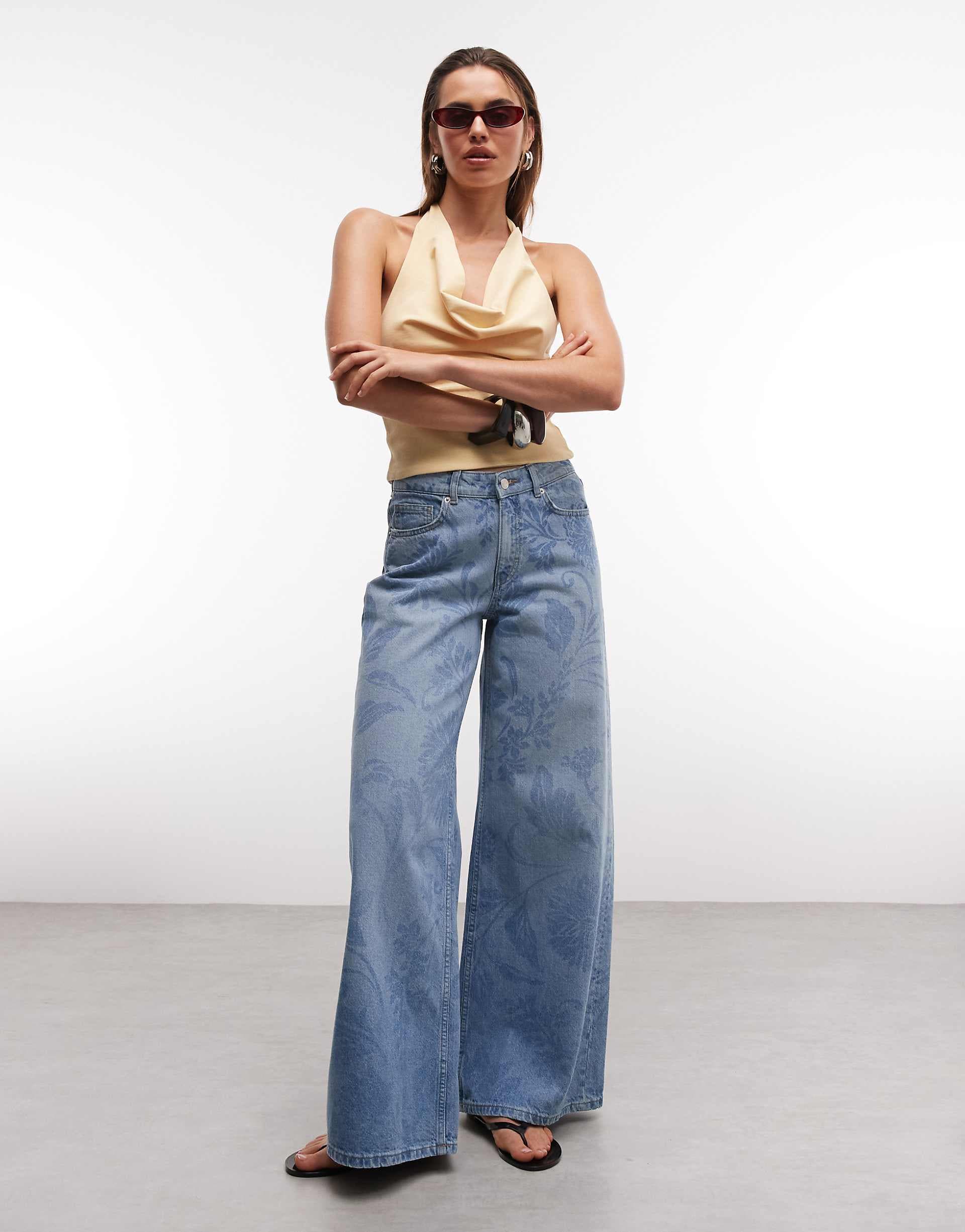 ASOS DESIGN Floral baggy boyfriend jeans