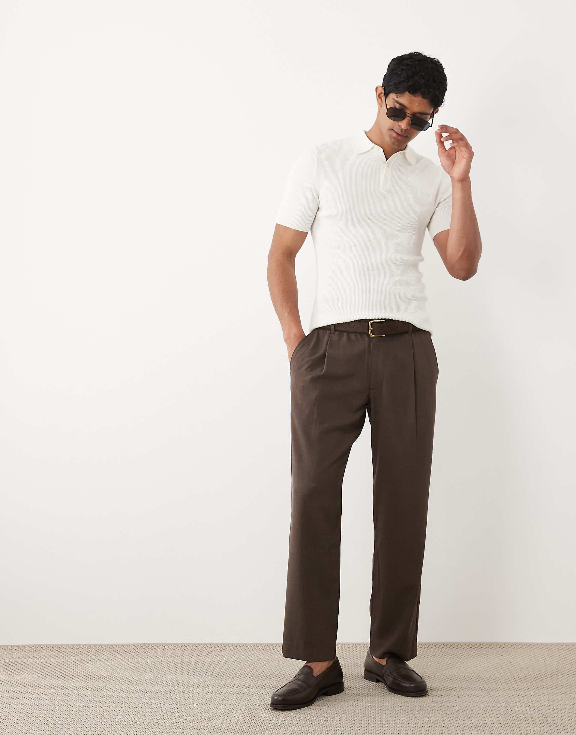 Abercrombie & Fitch straight leg tailored pants in brown