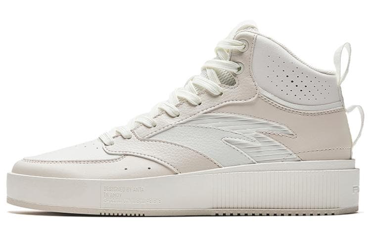 Anta Milk Lid 2 Anti-Slip And Wear-Resistant Breathable Mid-Top Skateboard Shoes Women's White Gray