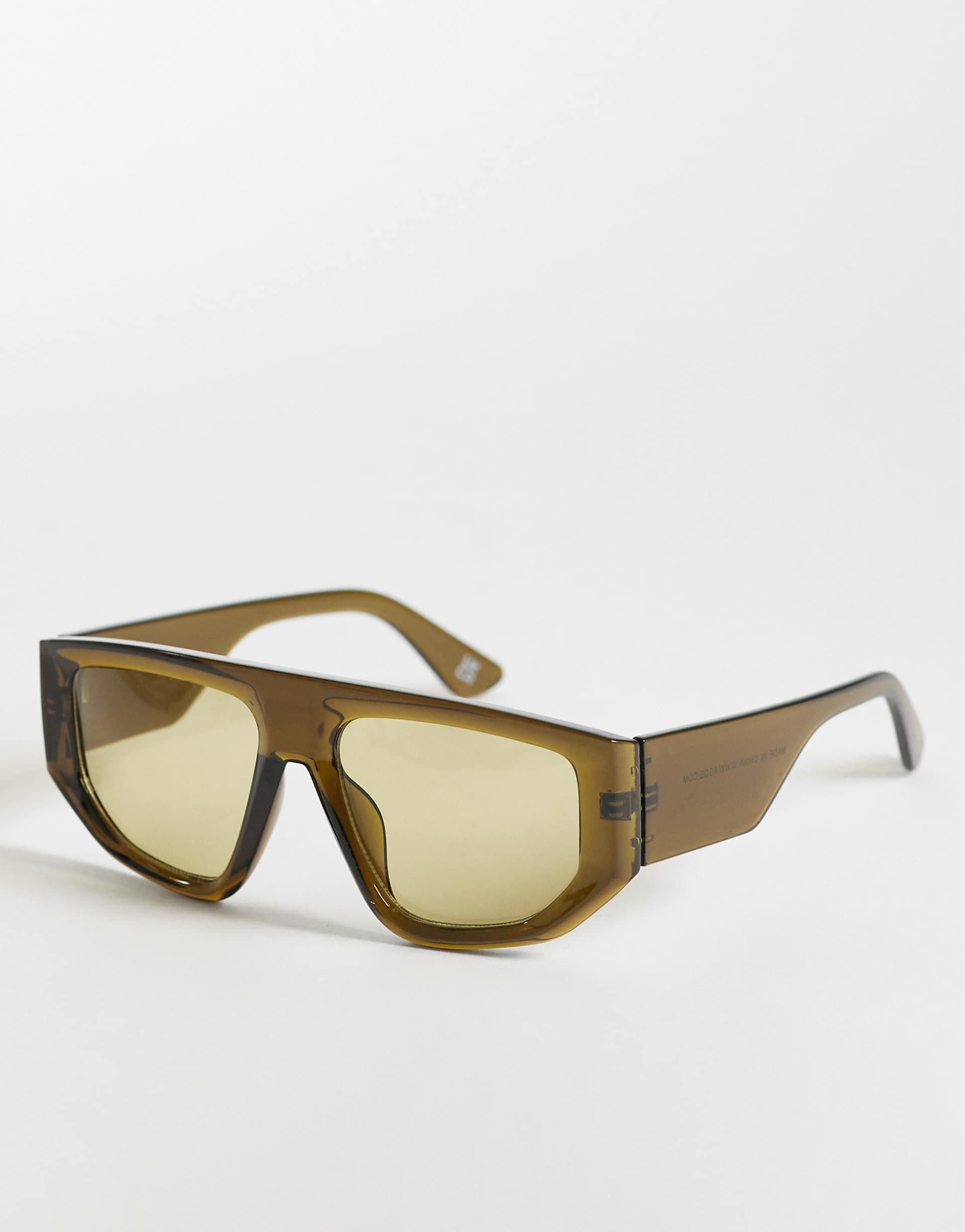ASOS DESIGN oversized angular aviator sunglasses in green