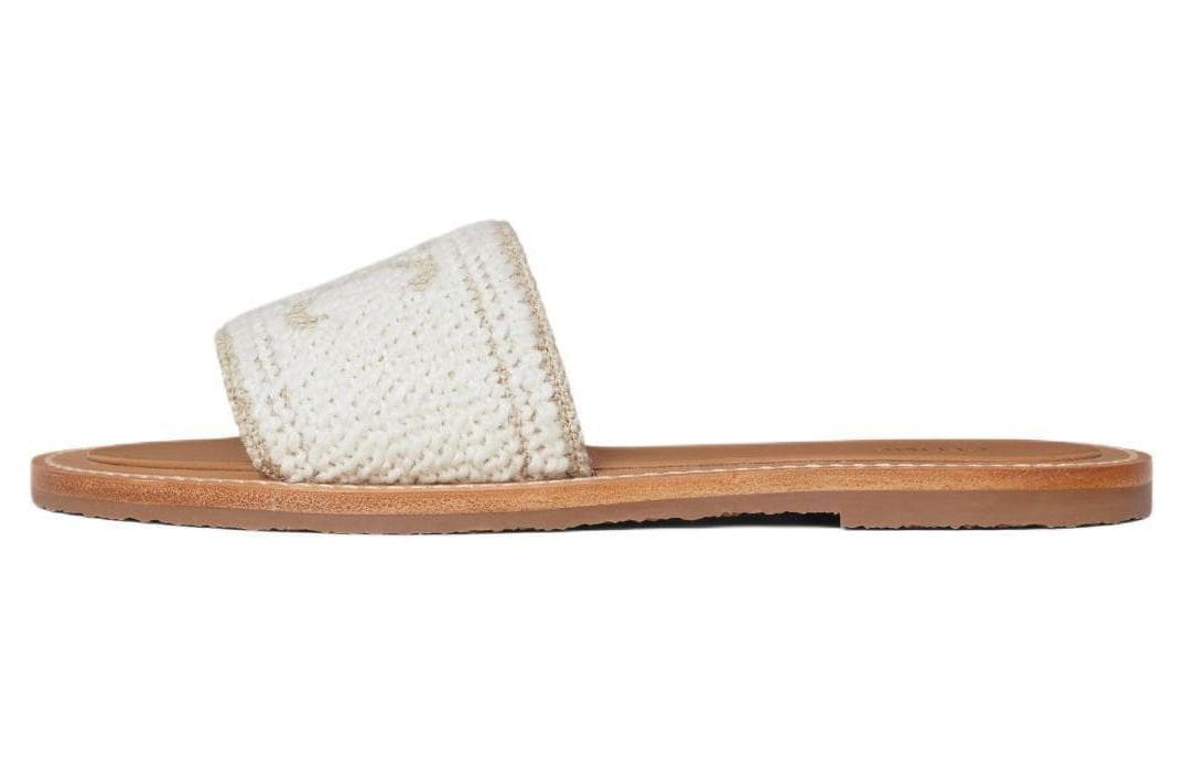CELINE Triomphe Jacquard Mule Casual Slippers Women's White